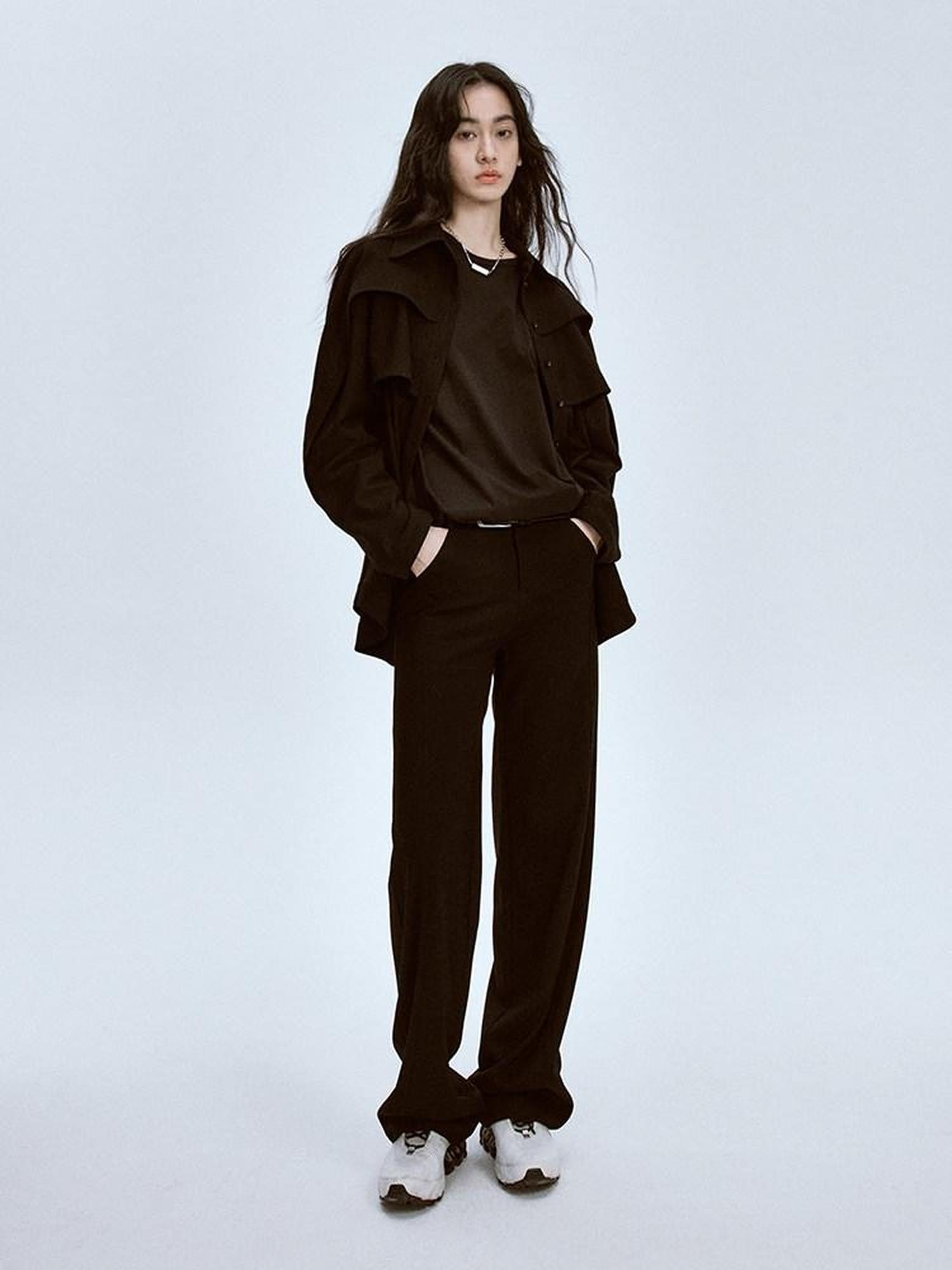 FUSSED Polo Collar Straight Cut Button Front Women&
