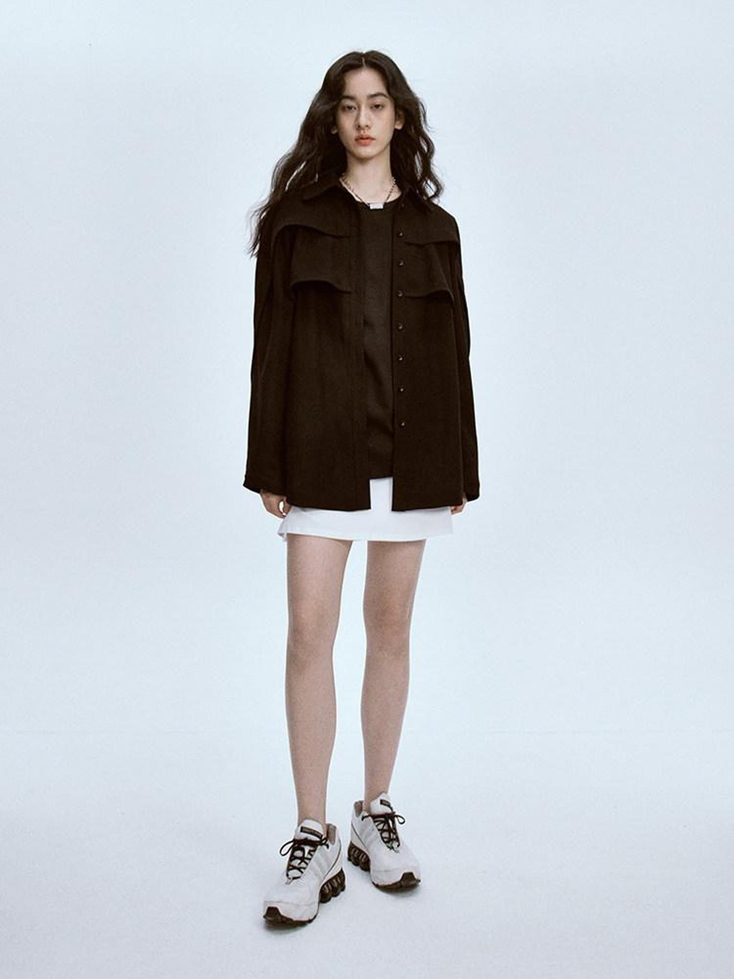 FUSSED Polo Collar Straight Cut Button Front Women&