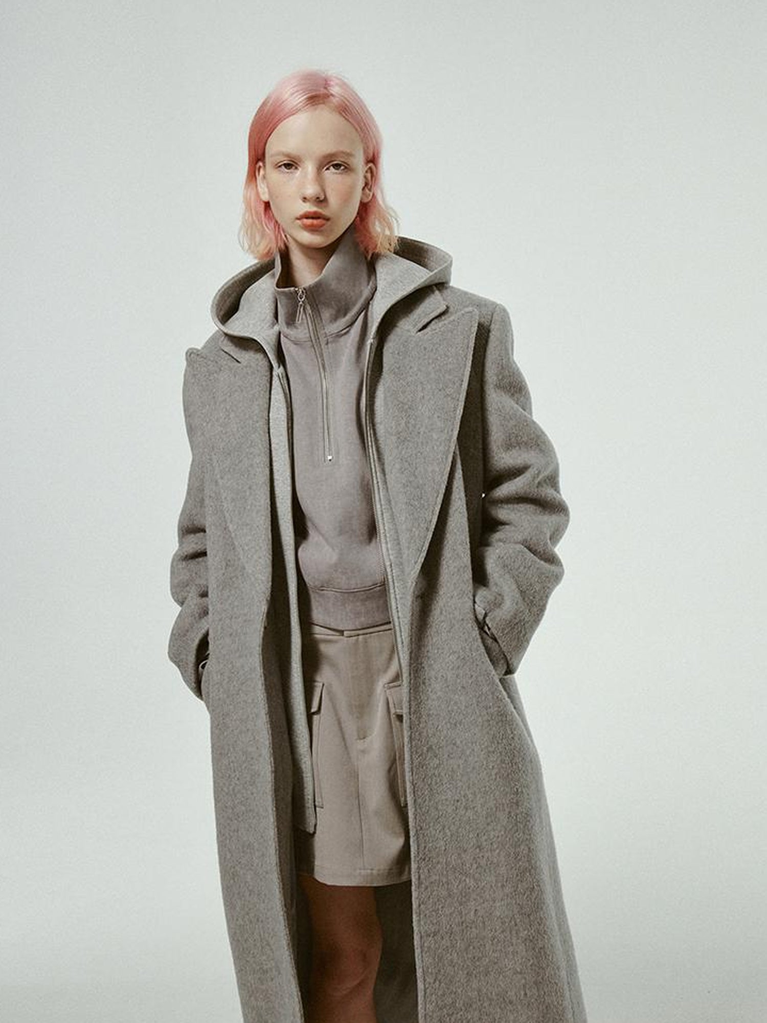 FUSSED Premium Australian Wool Double Faced Overcoat In Mist Grey