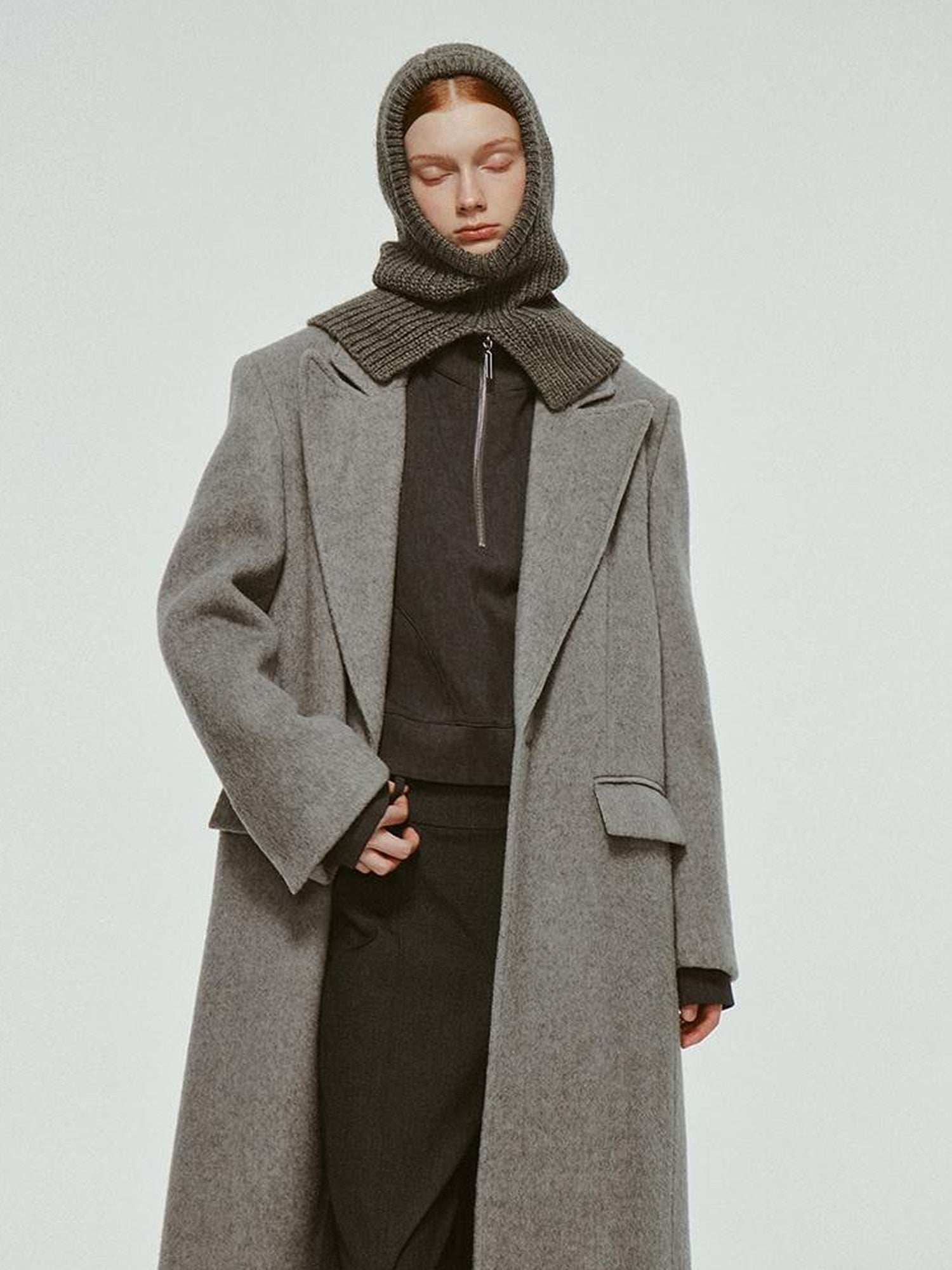 FUSSED Premium Australian Wool Double Faced Overcoat In Mist Grey