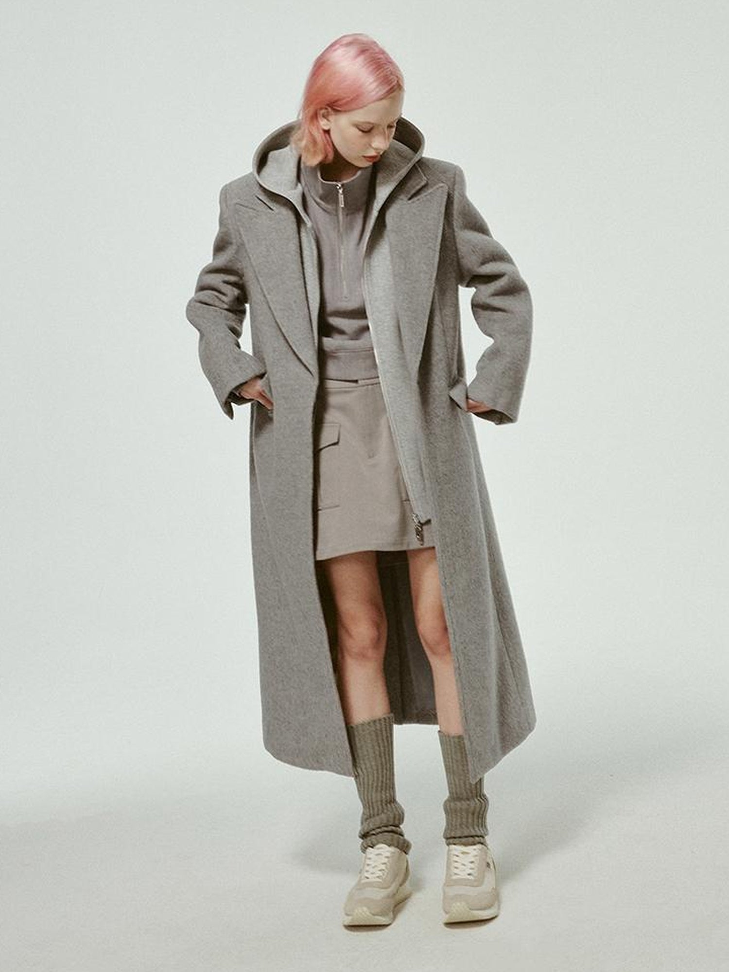 FUSSED Premium Australian Wool Double Faced Overcoat In Mist Grey