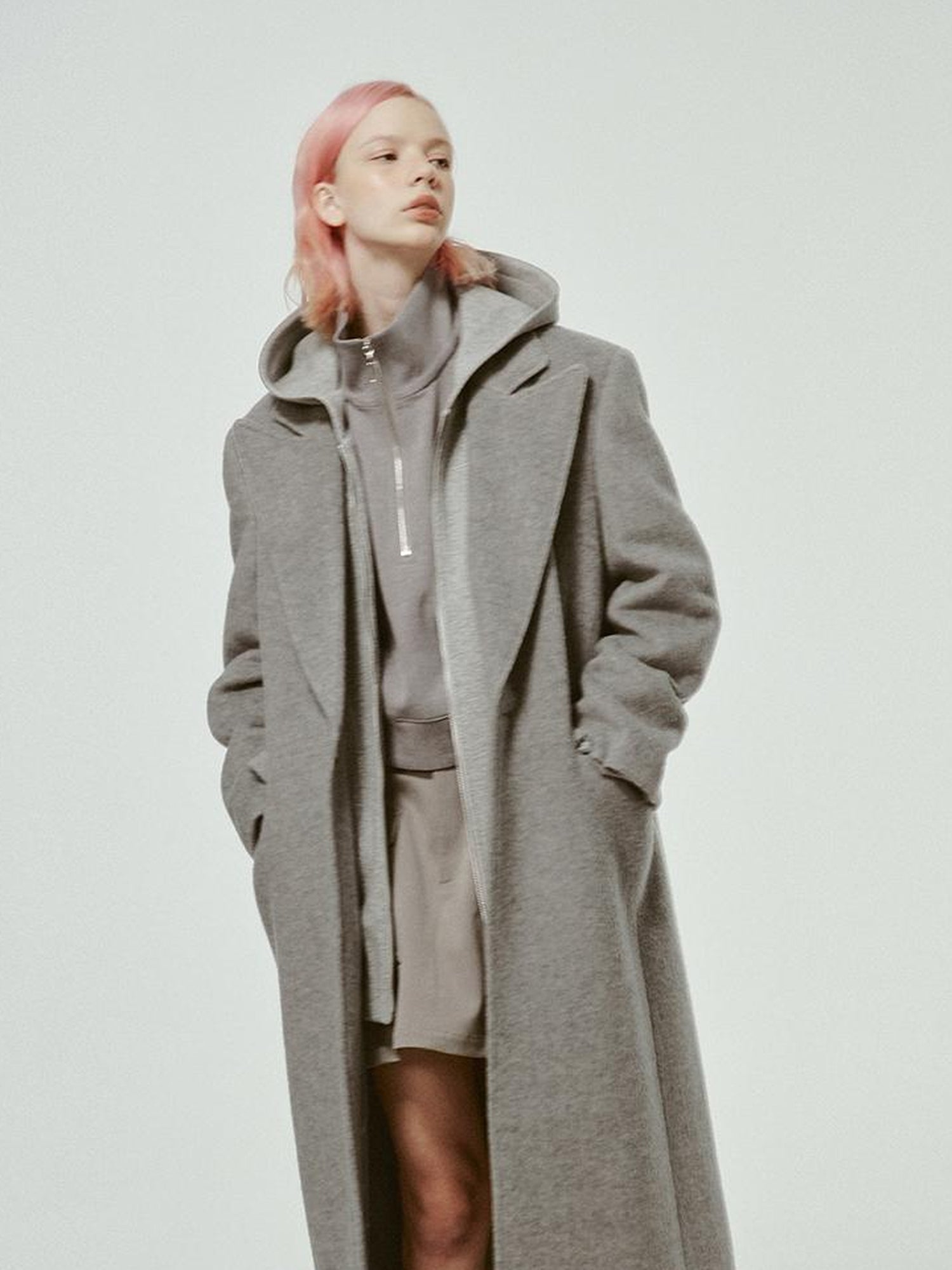 FUSSED Premium Australian Wool Double Faced Overcoat In Mist Grey