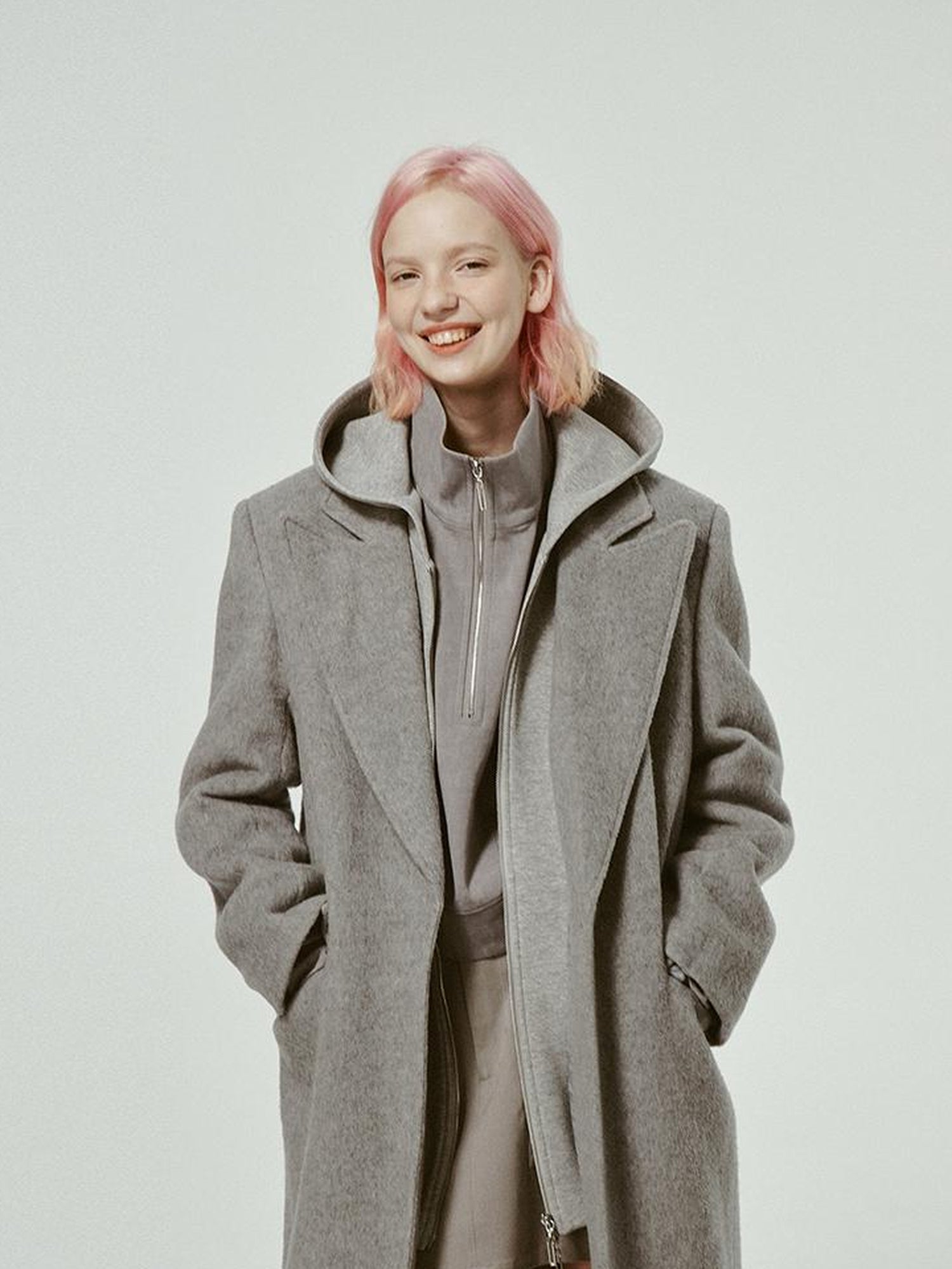 FUSSED Premium Australian Wool Double Faced Overcoat In Mist Grey