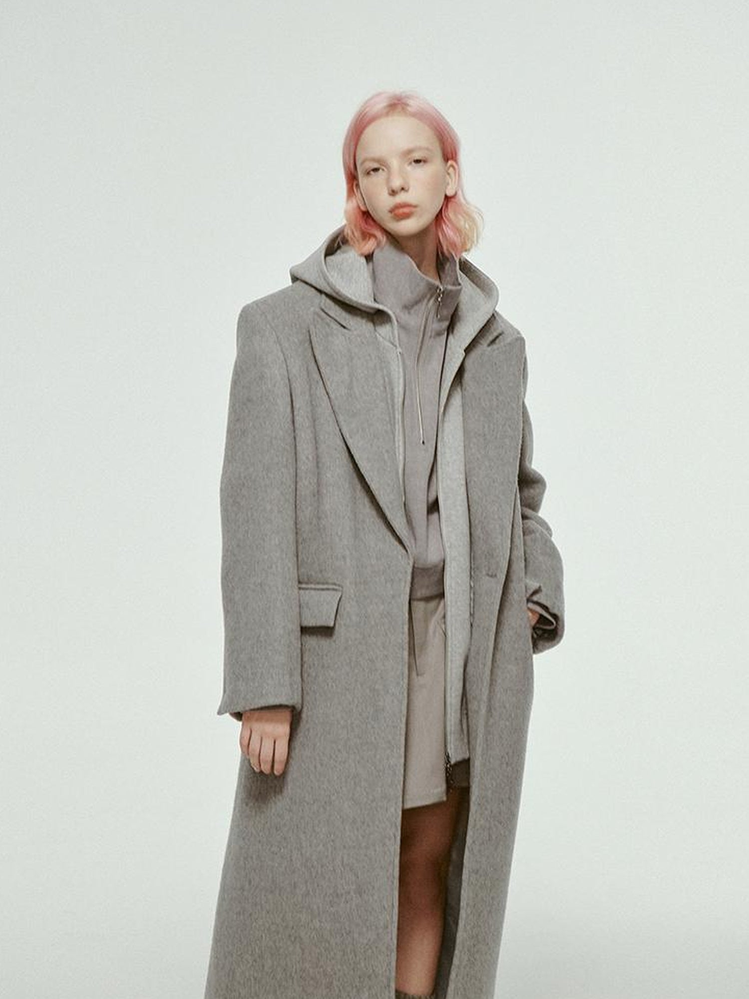 FUSSED Premium Australian Wool Double Faced Overcoat In Mist Grey