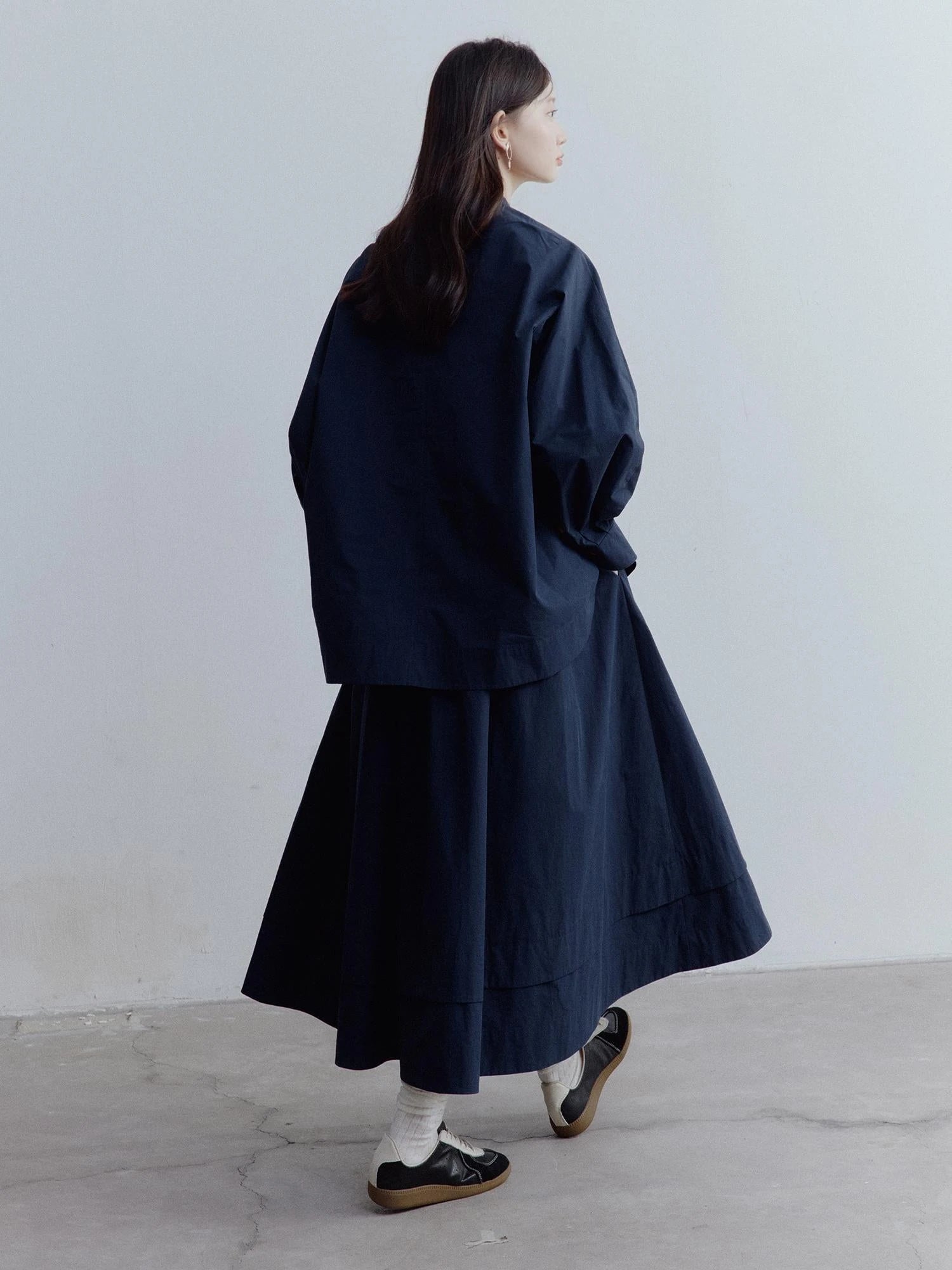 Prussian Blue A Line Cut Out Sleeve Cotton Shirt