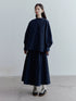 Prussian Blue A Line Tiered Cotton Midi Skirt With Pockets