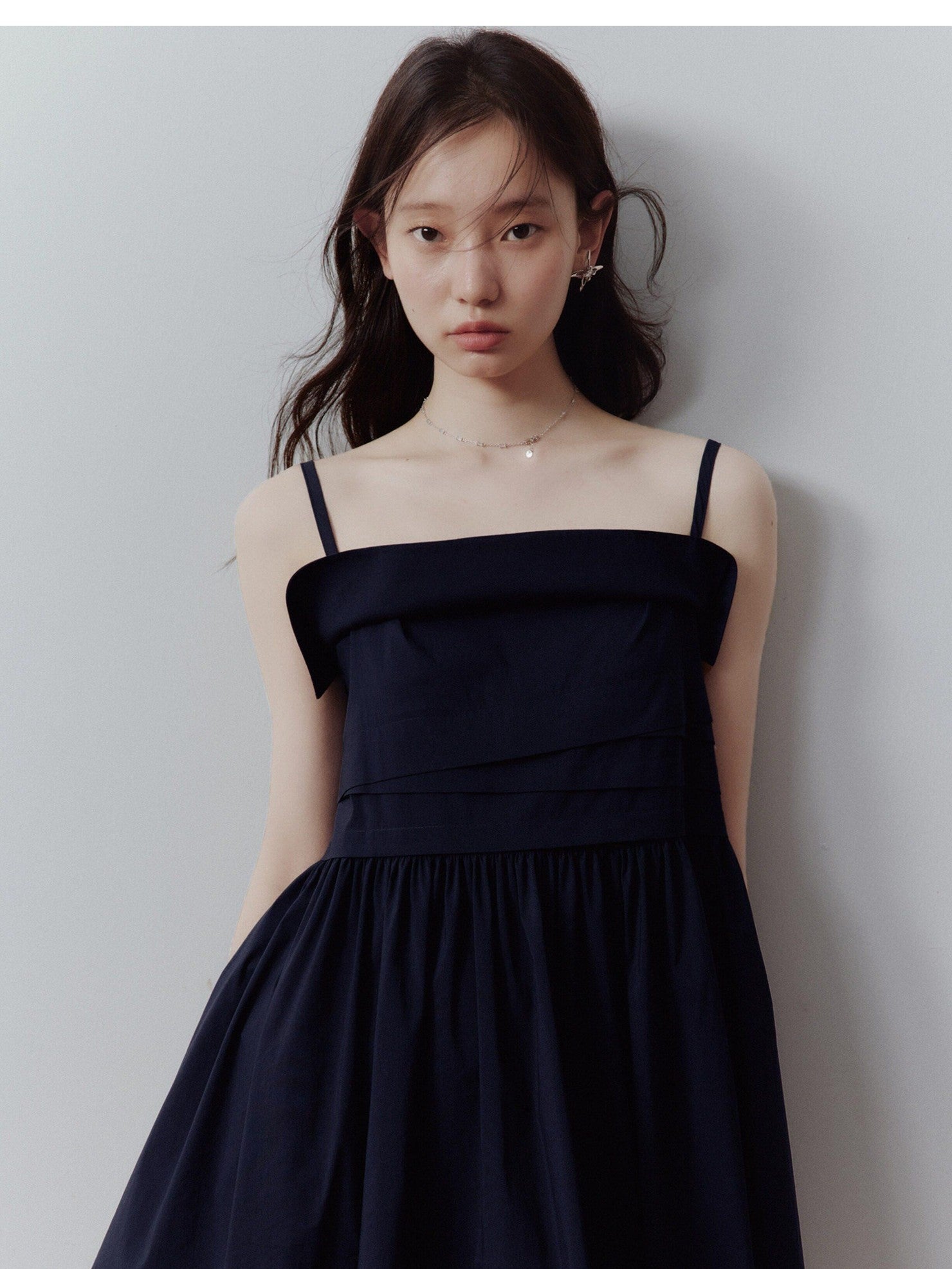 FUSSED Prussian Blue Layered Patchwork Irregular Pleated Women&