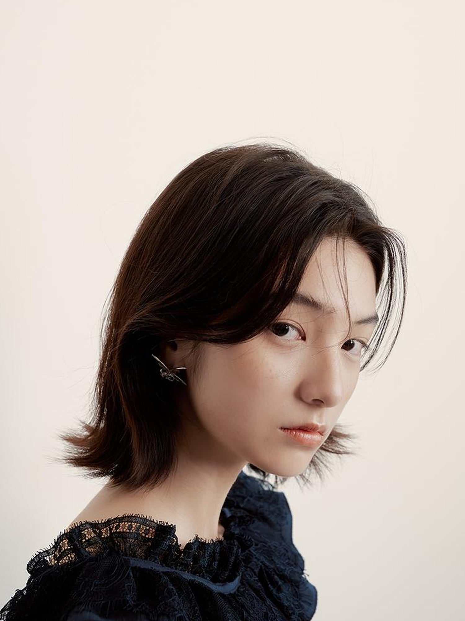 FUSSED Prussian Blue Reversible V Neck Dress With Paper Texture Antibacterial Linen