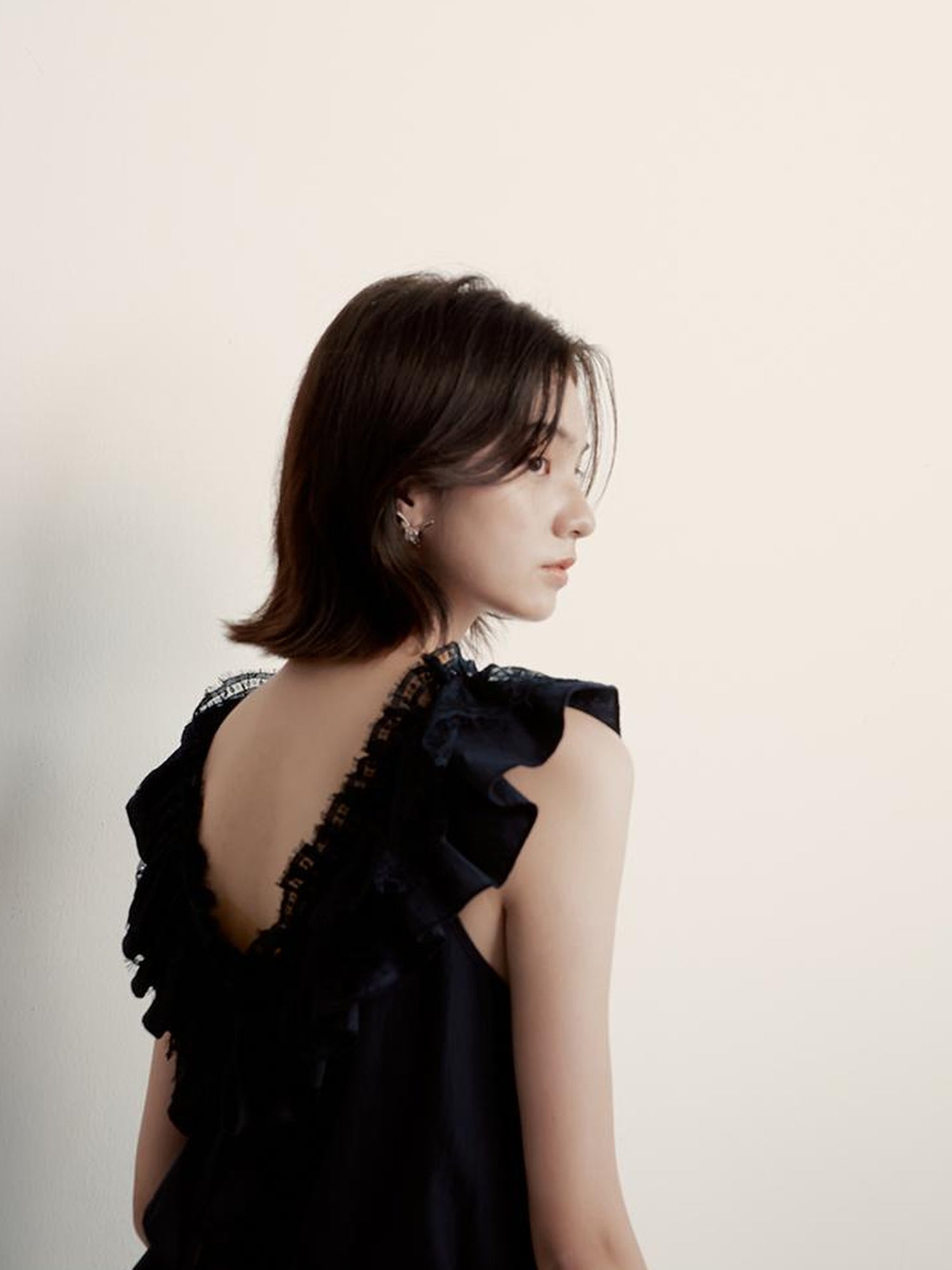 FUSSED Prussian Blue Reversible V Neck Dress With Paper Texture Antibacterial Linen