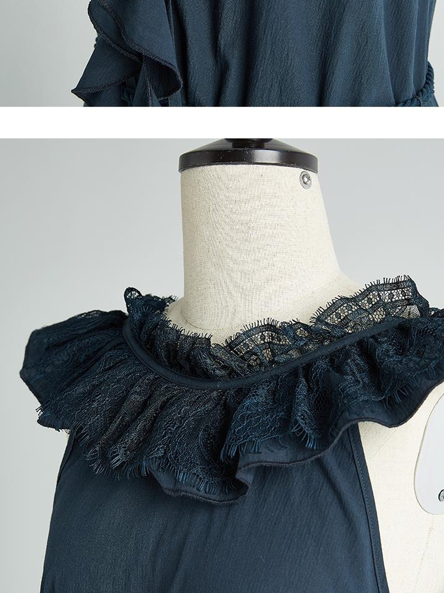 FUSSED Prussian Blue Reversible V Neck Dress With Paper Texture Antibacterial Linen