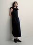 FUSSED_Prussian_Blue_Reversible_V_Neck_Dress_With_Paper_Texture_Antibacterial_Linen_MISSTT