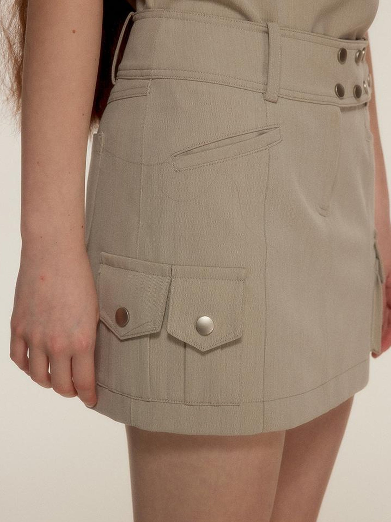 FUSSED Rebel Heiress Workwear Skirt Soft Grey Green