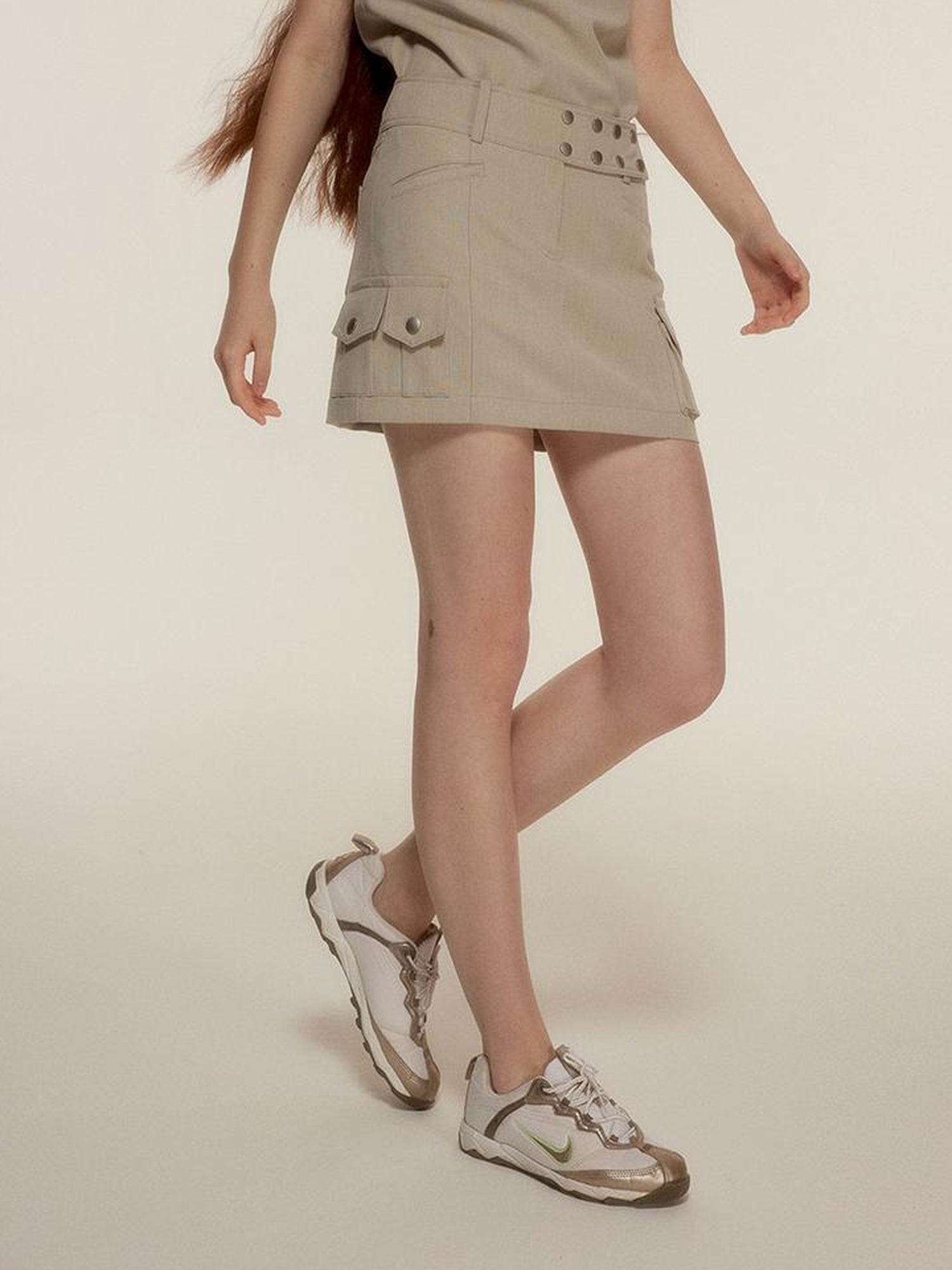 FUSSED Rebel Heiress Workwear Skirt Soft Grey Green