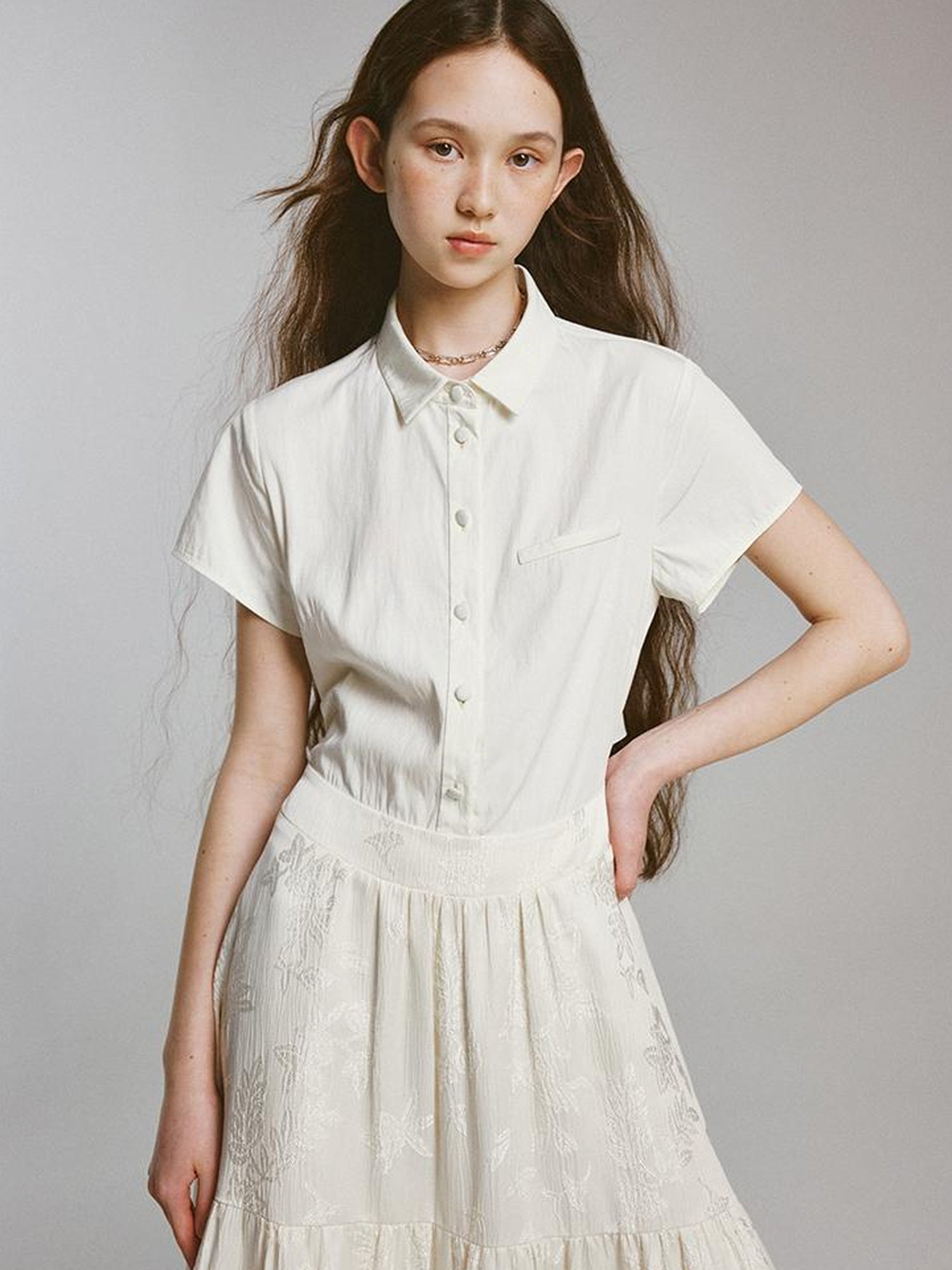 FUSSED Rebellious Court Texture Embroidered Layered Shirt Dress