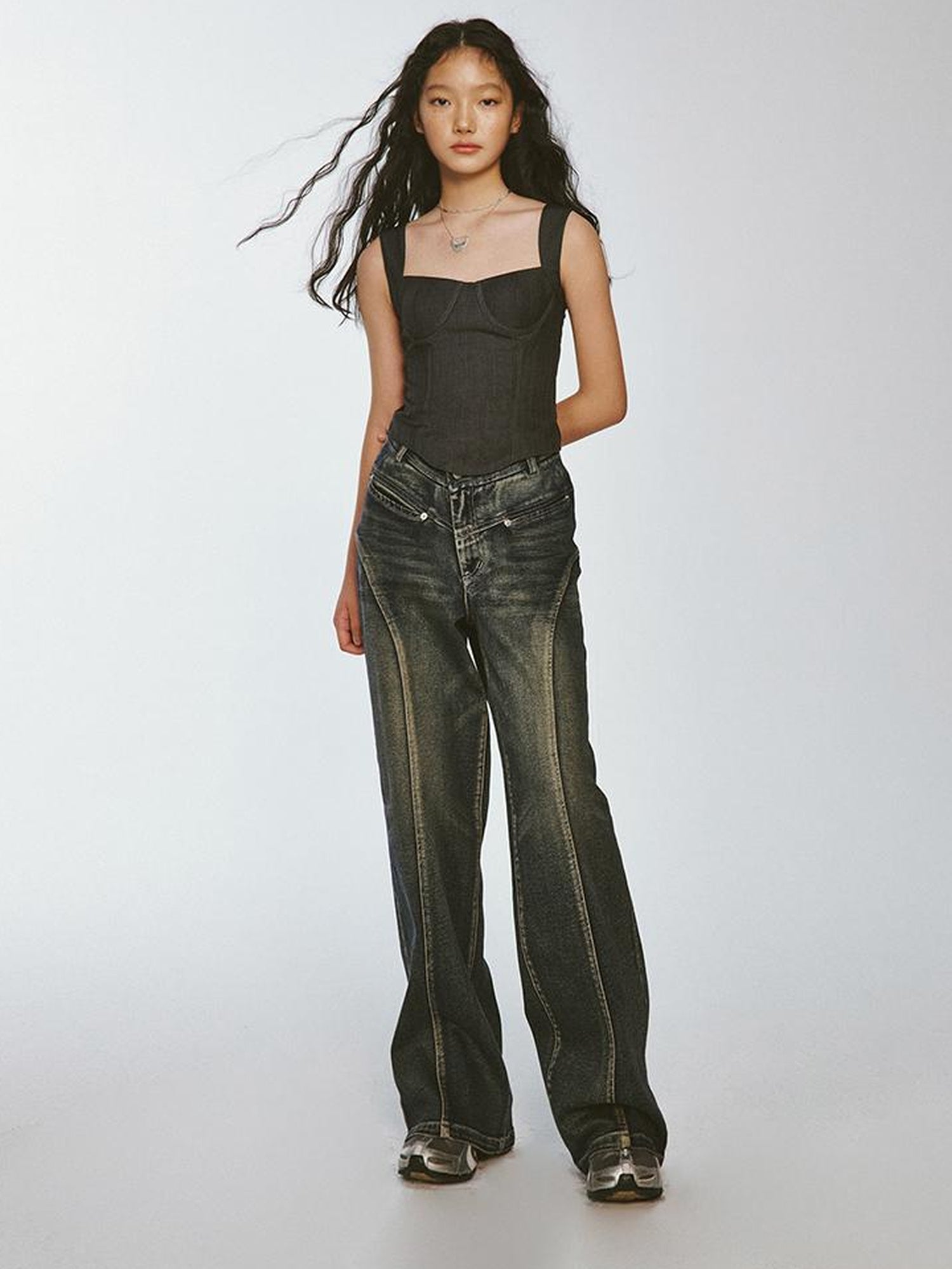 FUSSED Retro Checkered Tailored Blazer With Cinched Waist