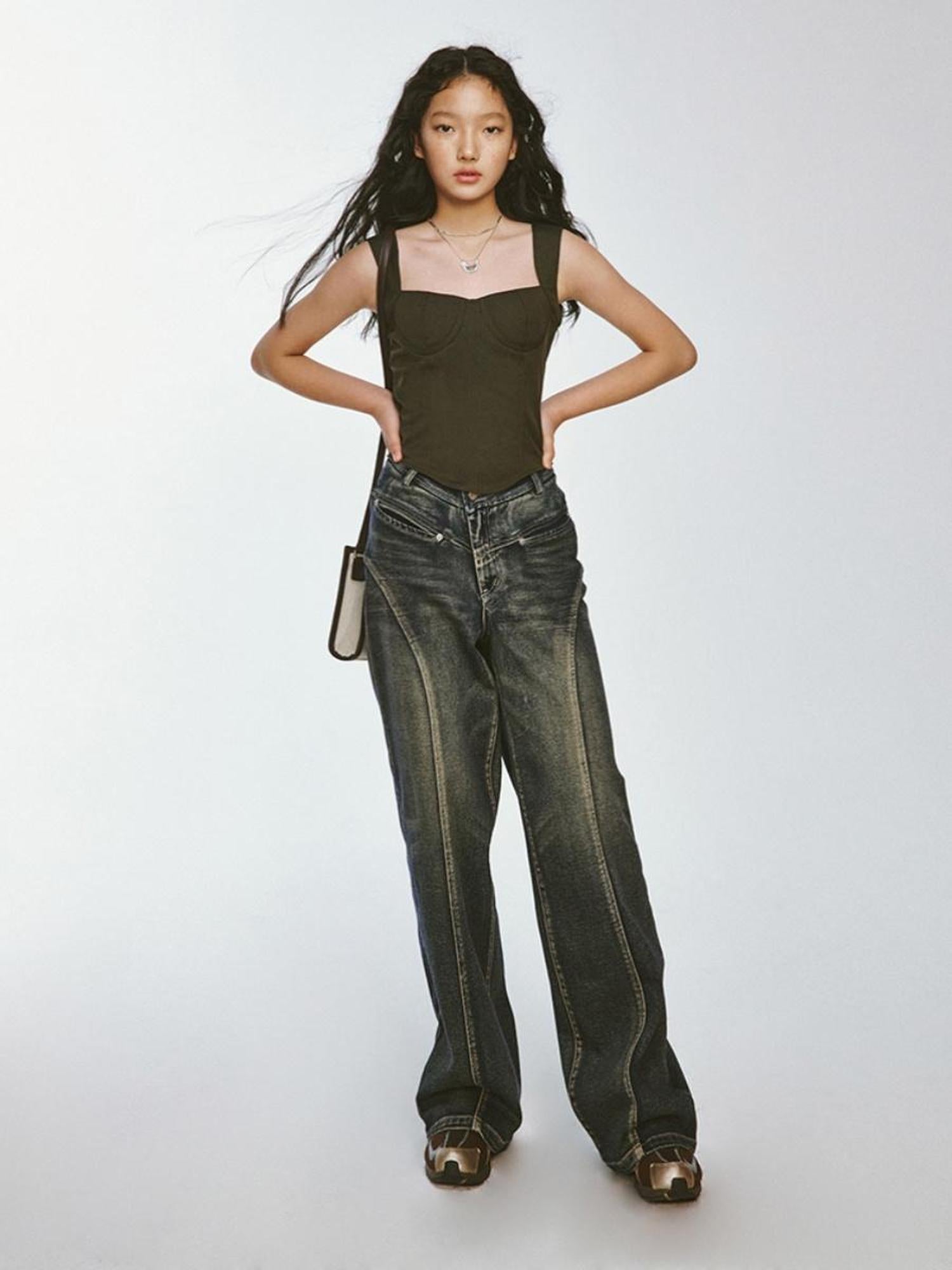 FUSSED Retro Olive Green Waist Cinching Blazer With Textured Stripe