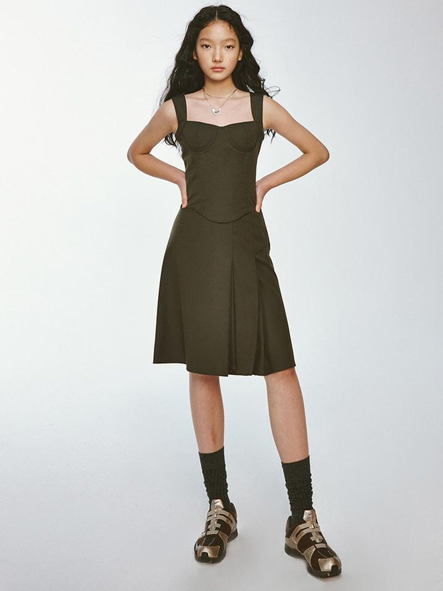 FUSSED Retro Olive Green Waist Cinching Blazer With Textured Stripe