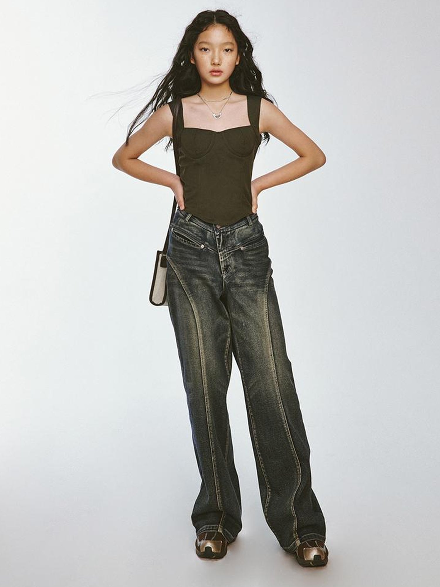 FUSSED Retro Olive Green Waist Cinching Blazer With Textured Stripe