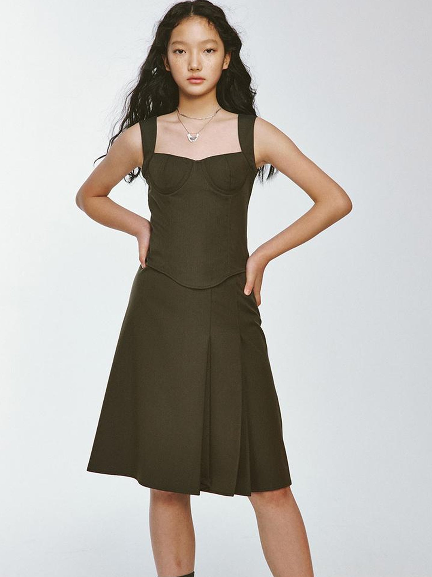 FUSSED Retro Olive Green Waist Cinching Blazer With Textured Stripe