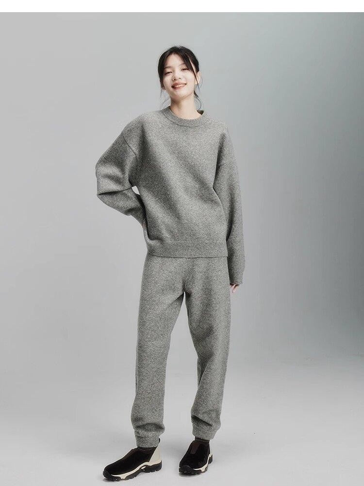 FUSSED Rock Gray Green Double Thread Knit Women&