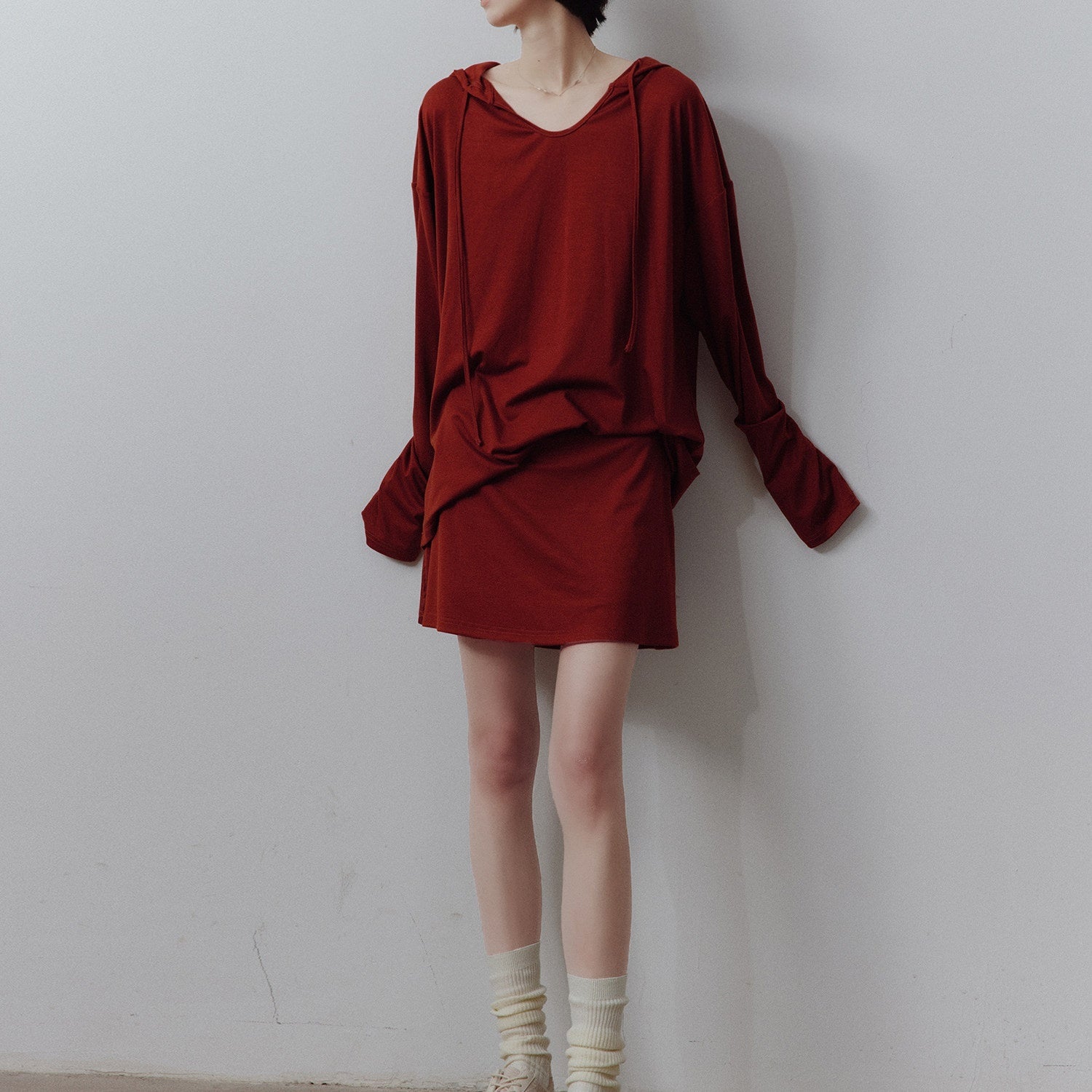 FUSSED_Sakura_Pink_Faux_Two_Piece_A_Line_Side_Zipper_Lined_Women&