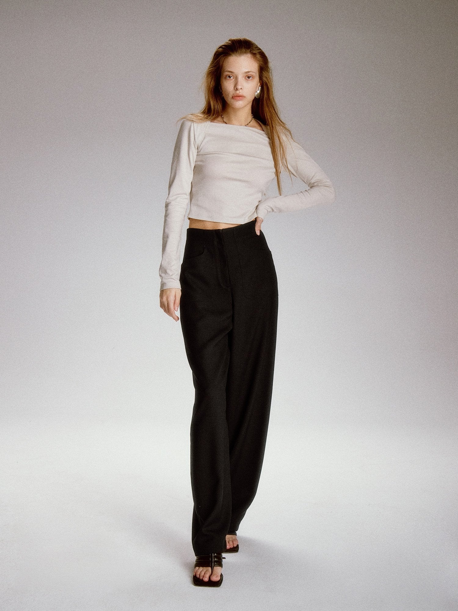 FUSSED_Sandstone_Black_High_Waist_Double_Pocket_Minimal_Drape_Women&