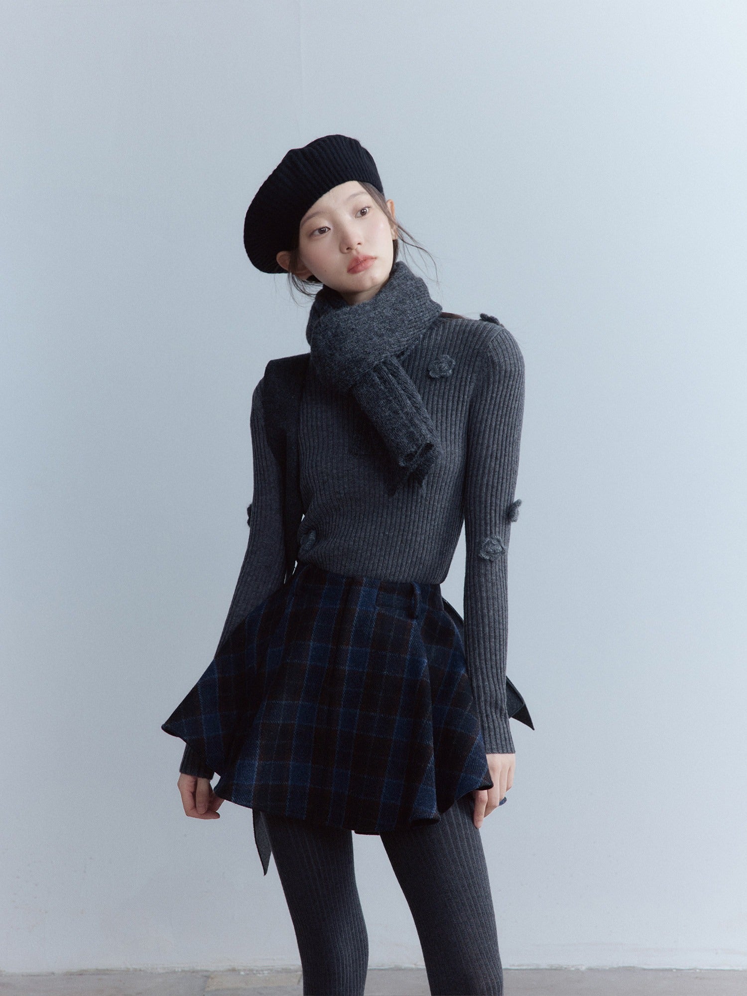 FUSSED_Scottish_Plaid_Pleated_Lined_A_Line_Mid_Waist_Zip_Pocket_Preppy_Citywalk_Pants_MISSTT
