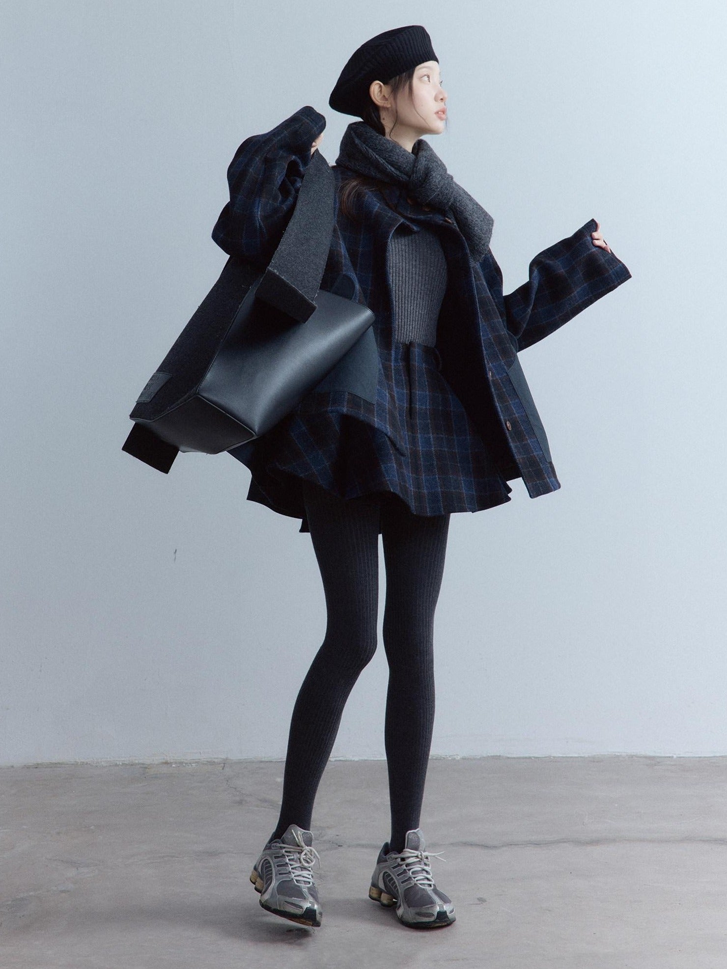 FUSSED Scottish Plaid Pleated Lined A Line Mid Waist Zip Pocket Preppy Citywalk Pants