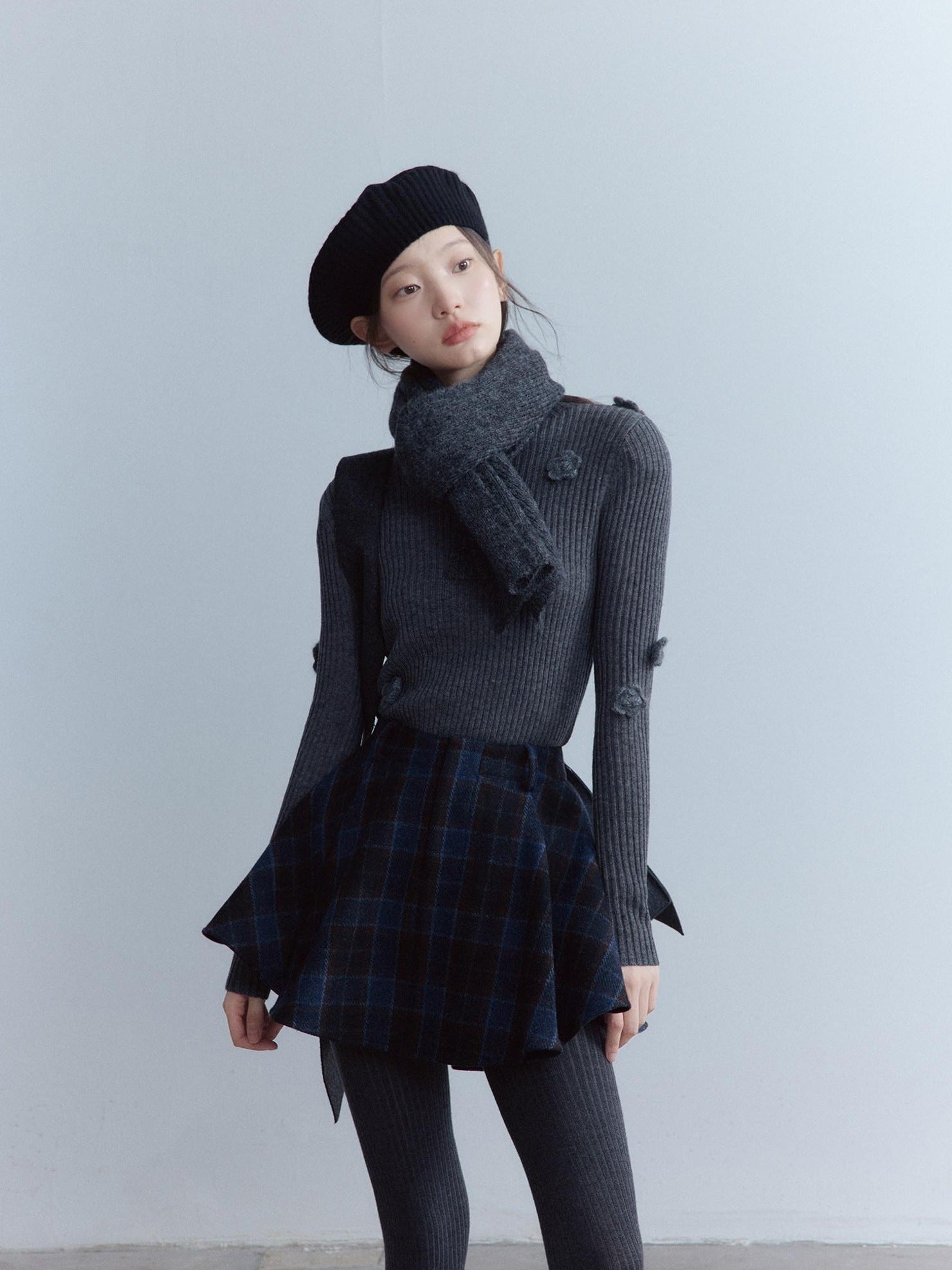 FUSSED Scottish Plaid Pleated Lined A Line Mid Waist Zip Pocket Preppy Citywalk Pants