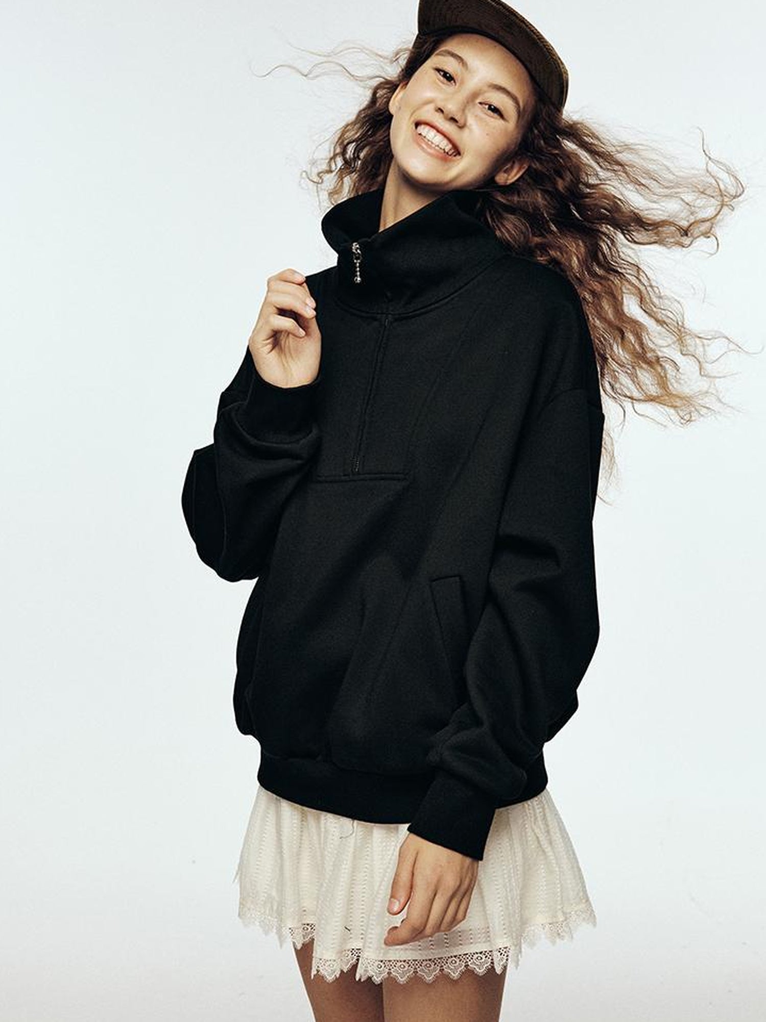 FUSSED Semi Zip Anti Static Fleece Hoodie Black