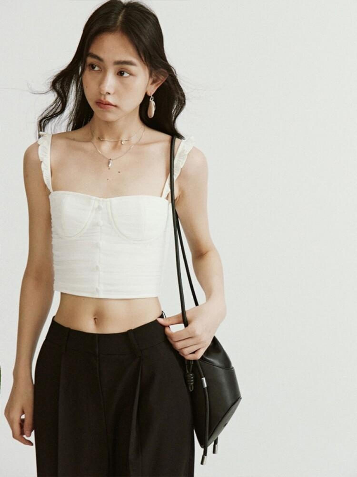 FUSSED Sheer Dimensional Double Layer Pressed Pleat Women&