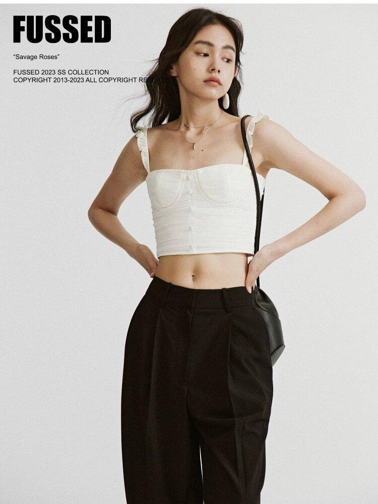 FUSSED Sheer Dimensional Double Layer Pressed Pleat Women&