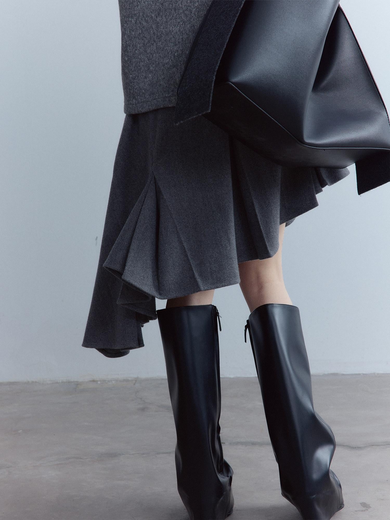 FUSSED Smoky Gray Double Layer Wool Plush Relaxed Fit Women&