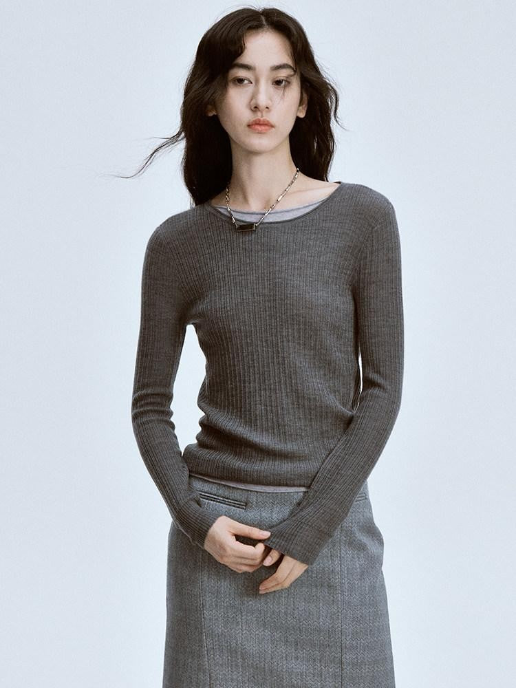 FUSSED Snow Grey Water Ripple Tailored Suit A Line Women&