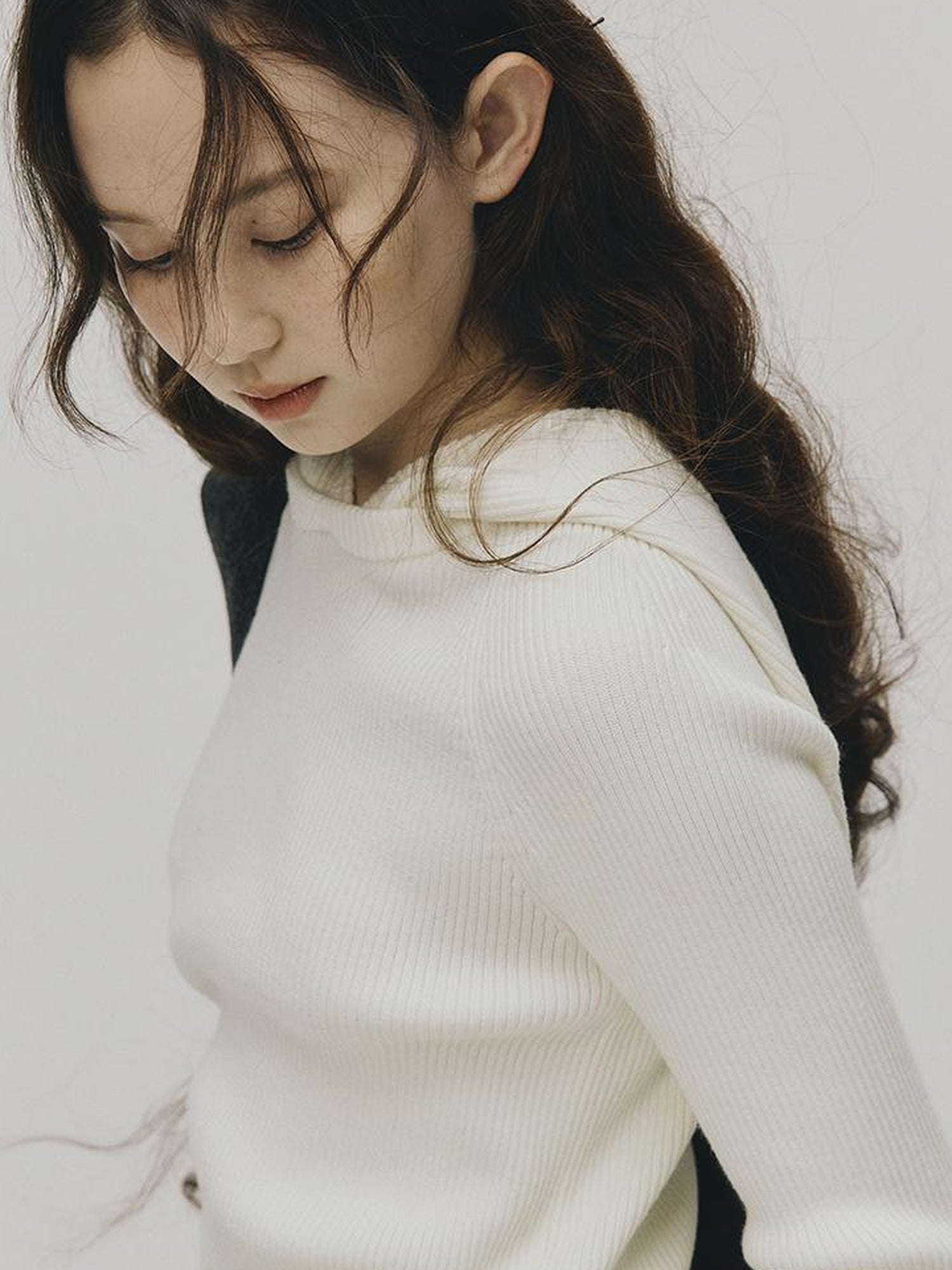 FUSSED Soft Wool Hooded Sweater With Thumbholes