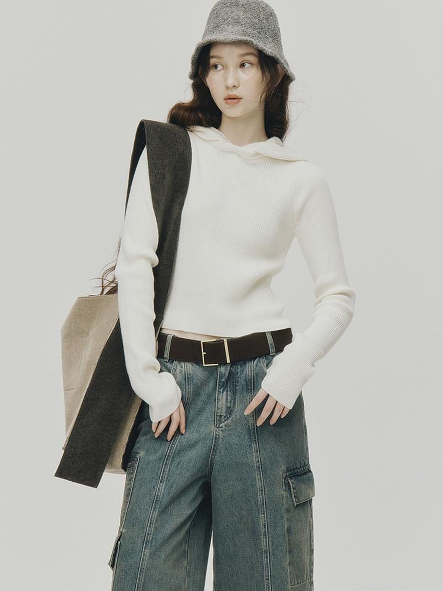 FUSSED Soft Wool Hooded Sweater With Thumbholes