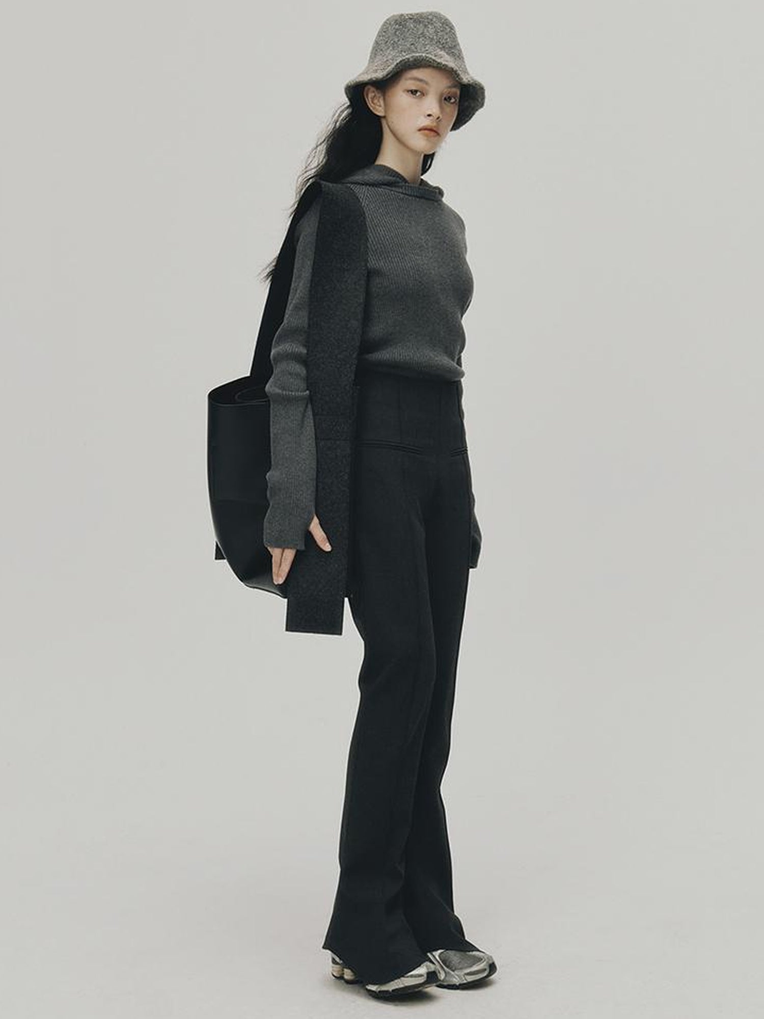 FUSSED Soft Wool Hooded Sweater With Thumbholes