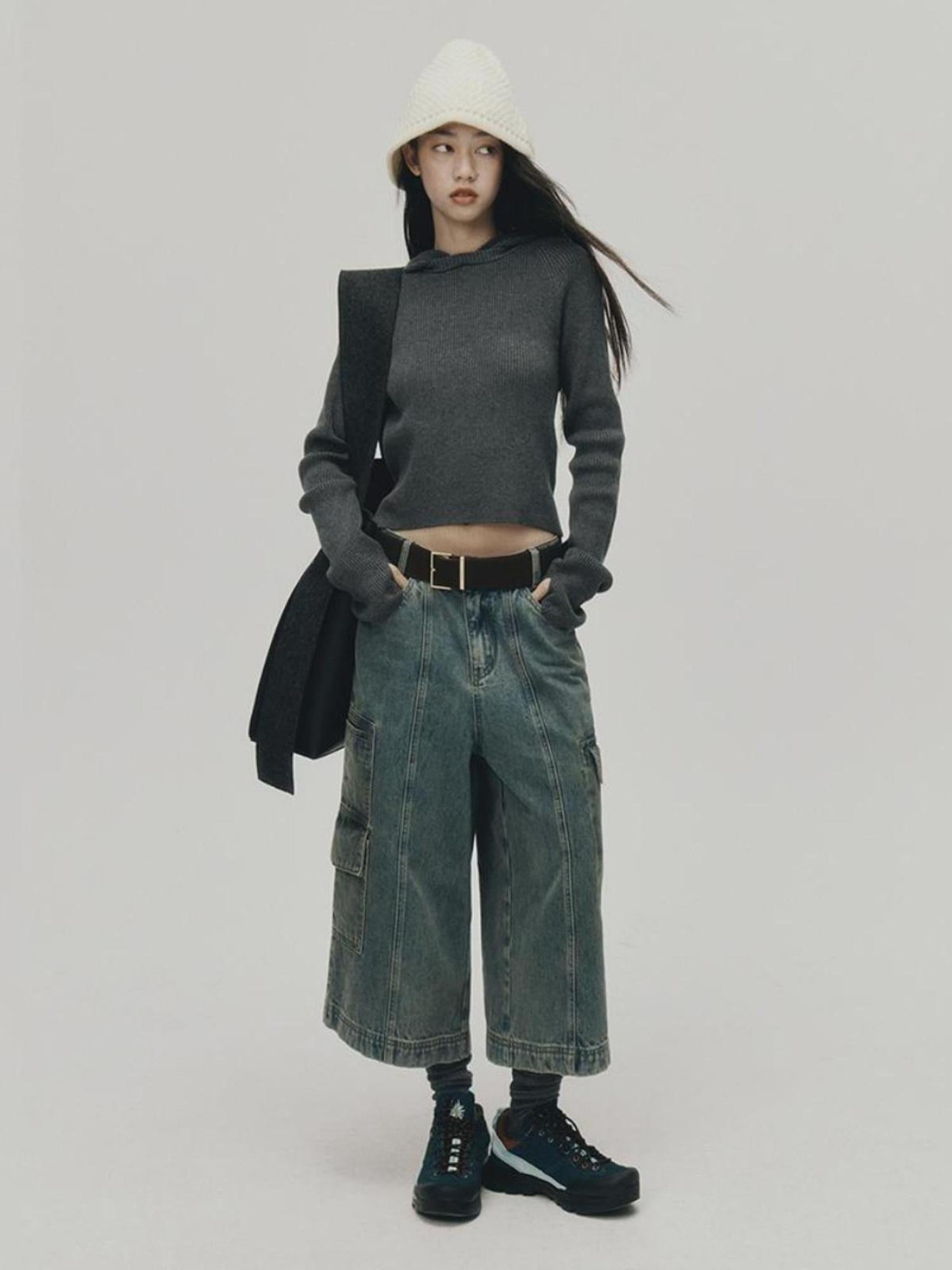 FUSSED Soft Wool Hooded Sweater With Thumbholes