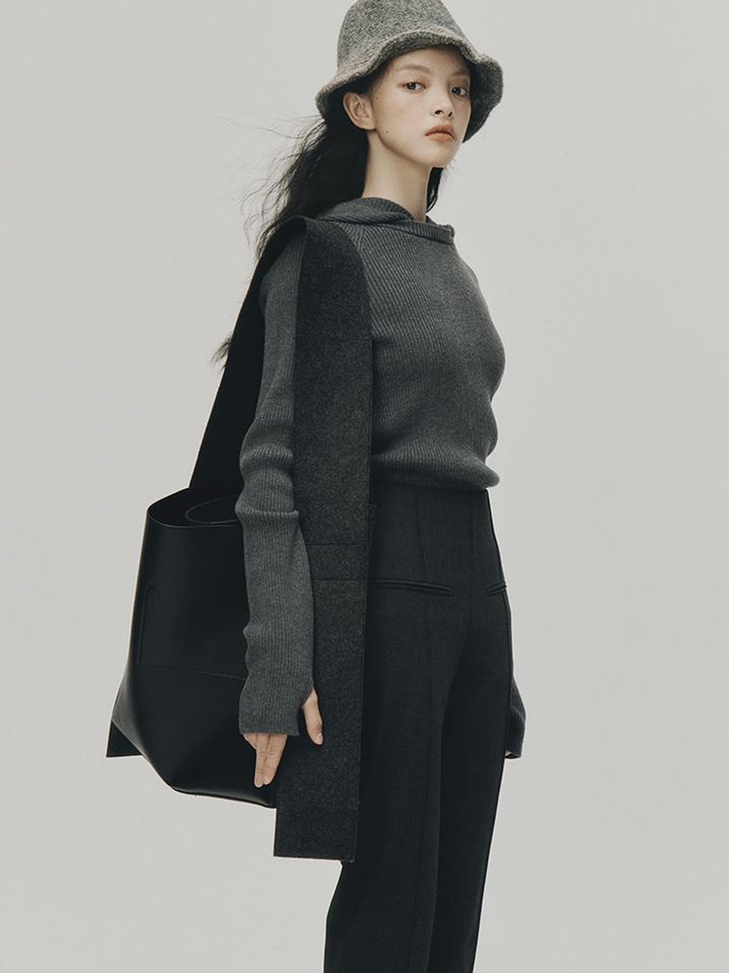 FUSSED Soft Wool Hooded Sweater With Thumbholes