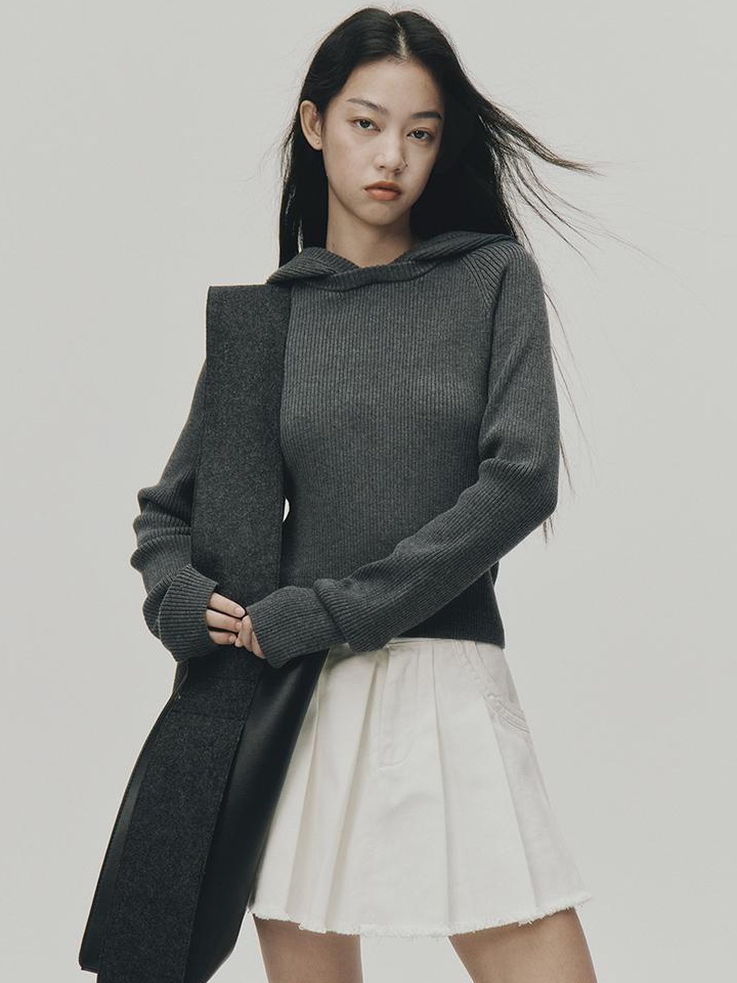 FUSSED Soft Wool Hooded Sweater With Thumbholes