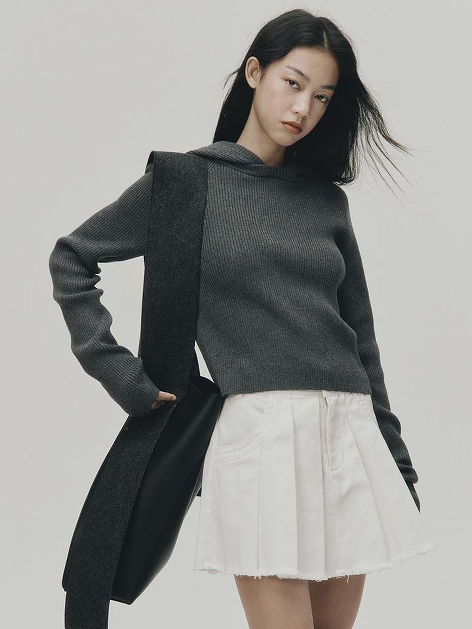 FUSSED Soft Wool Hooded Sweater With Thumbholes