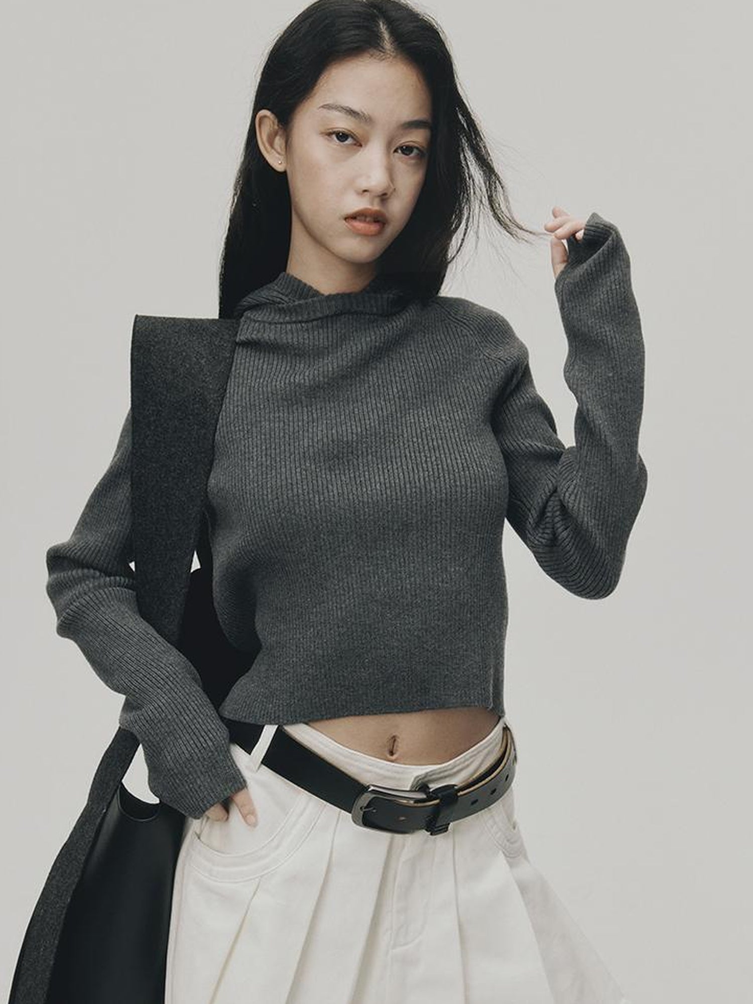 FUSSED Soft Wool Hooded Sweater With Thumbholes