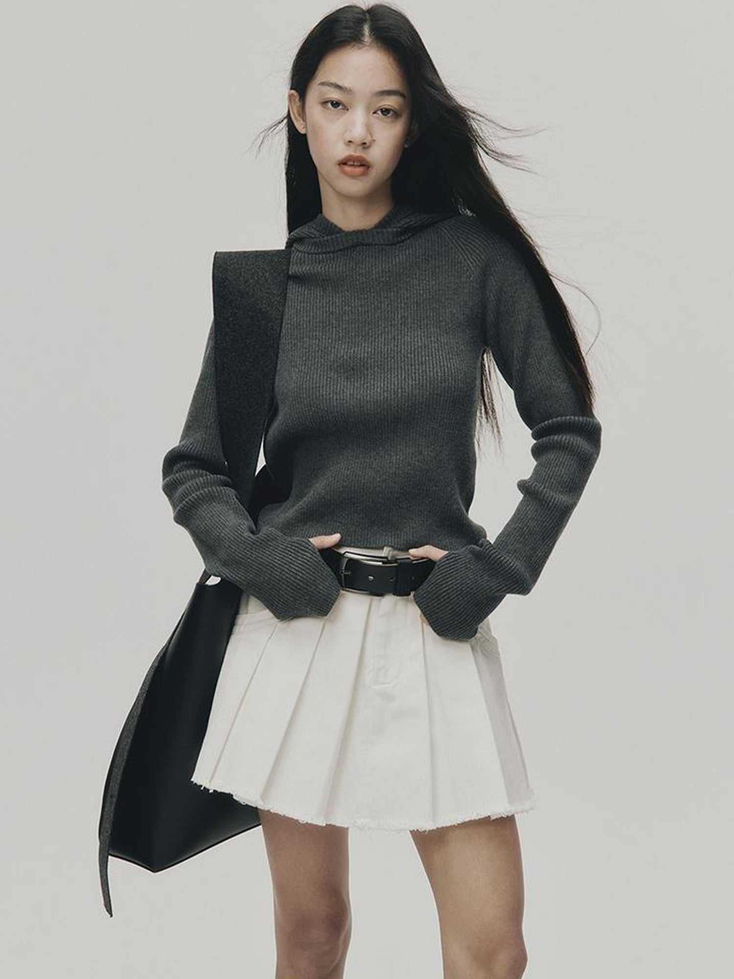 FUSSED Soft Wool Hooded Sweater With Thumbholes