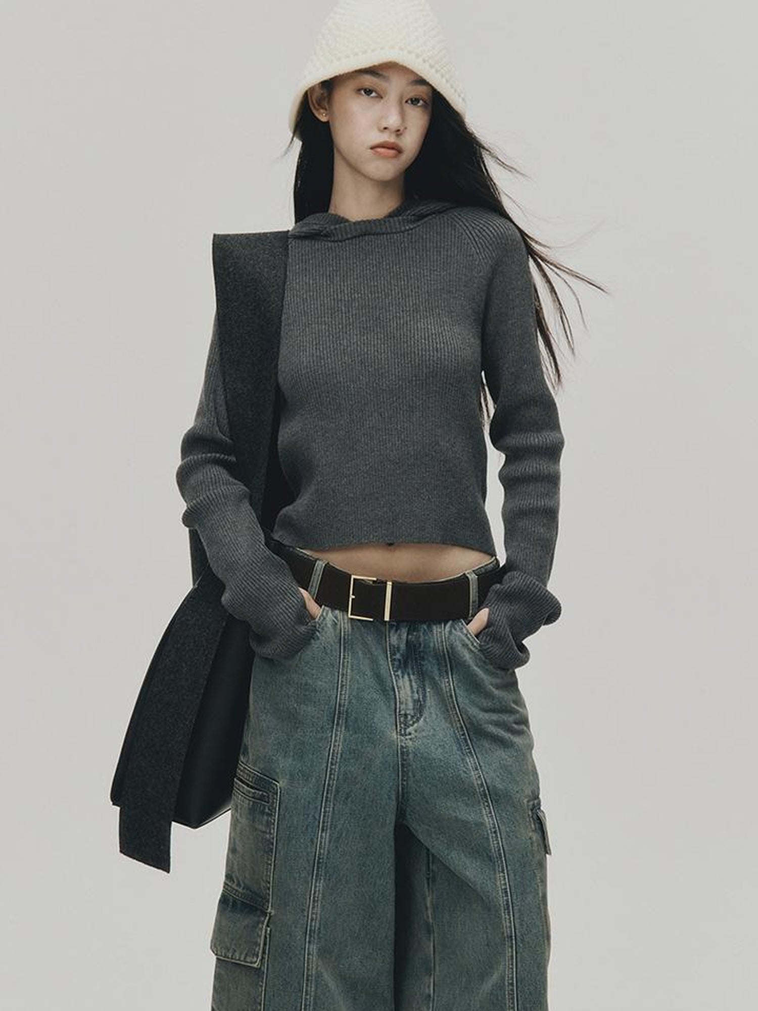 FUSSED Soft Wool Hooded Sweater With Thumbholes