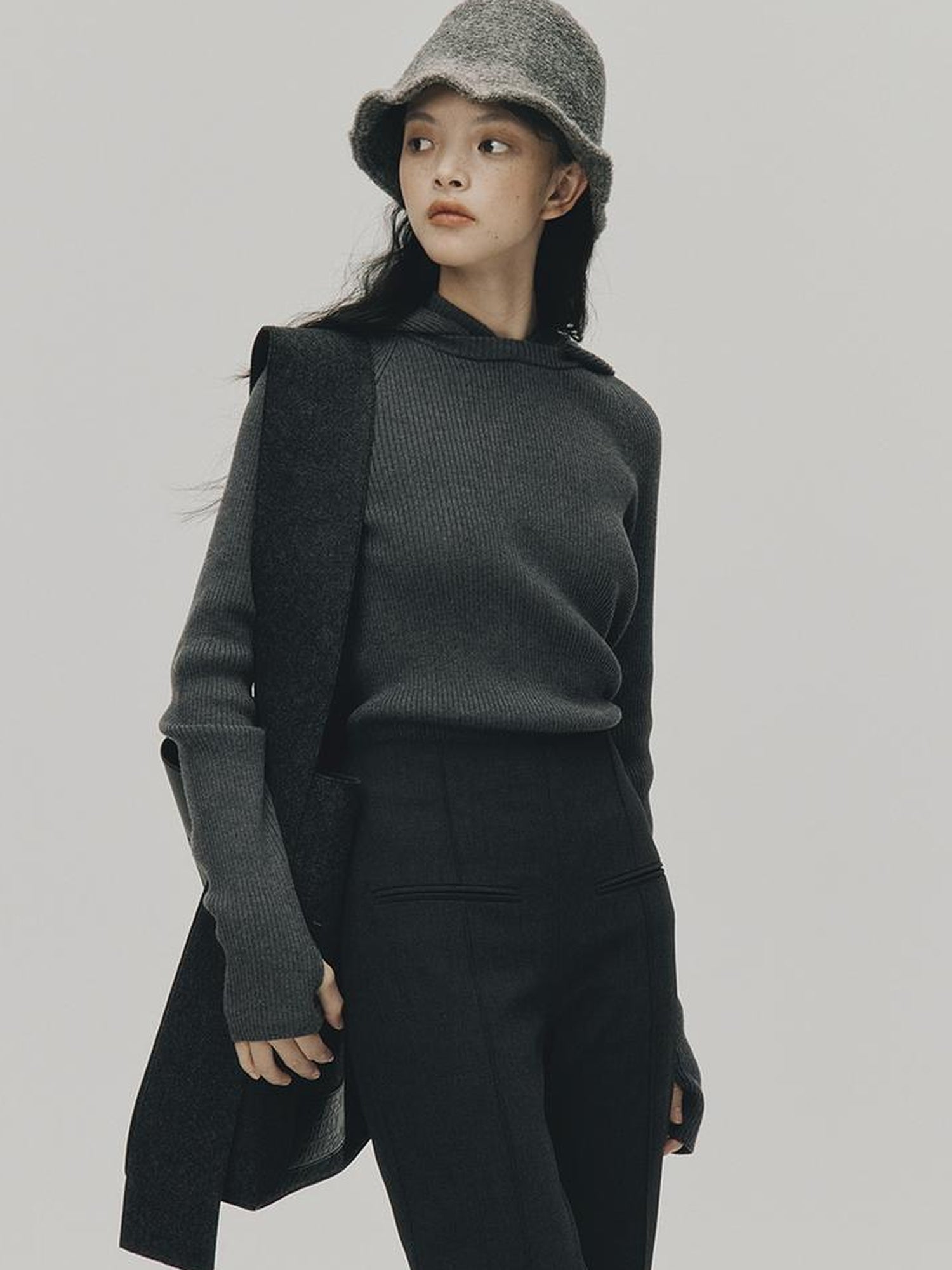 FUSSED Soft Wool Hooded Sweater With Thumbholes