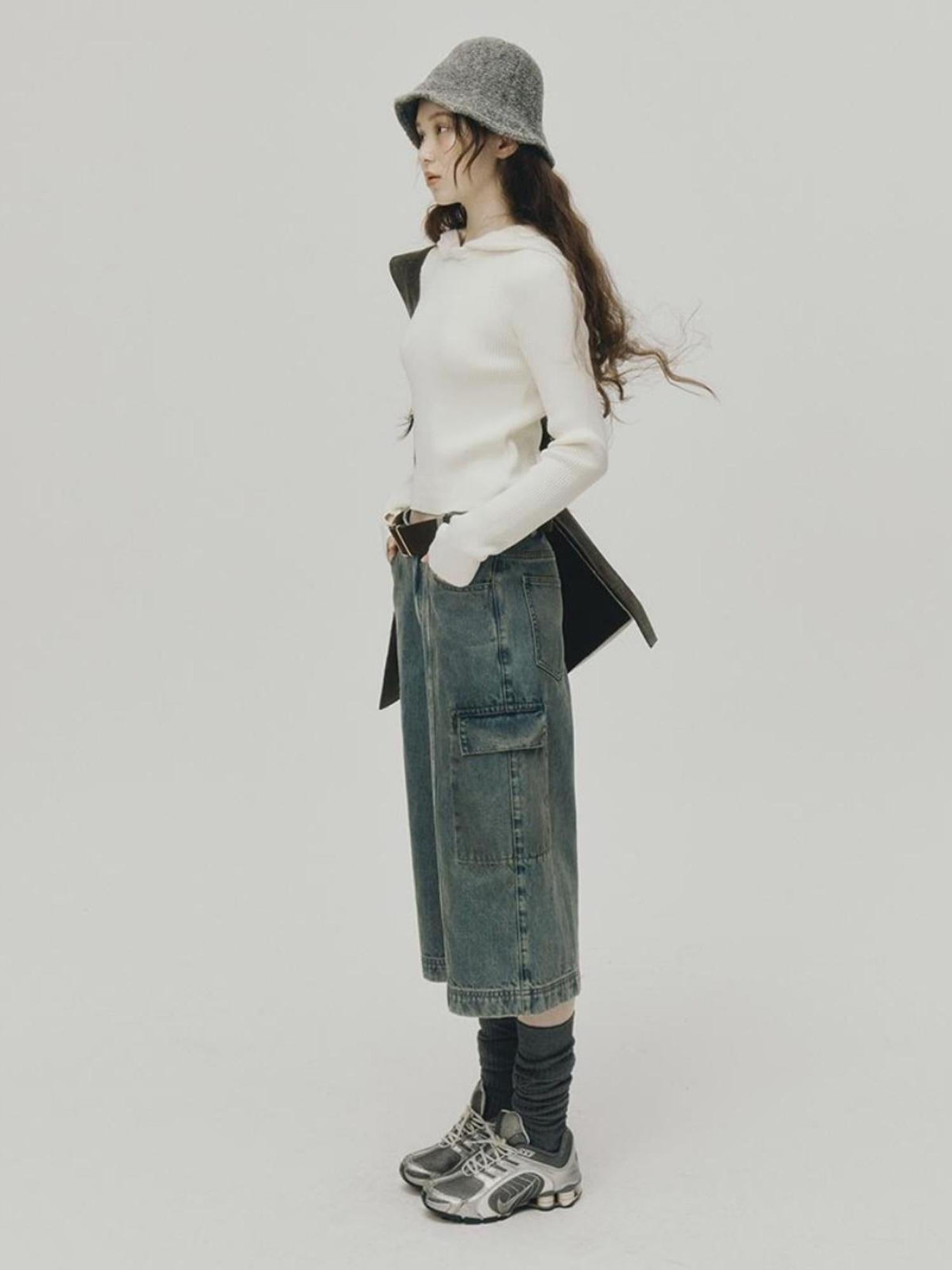 FUSSED Soft Wool Hooded Sweater With Thumbholes