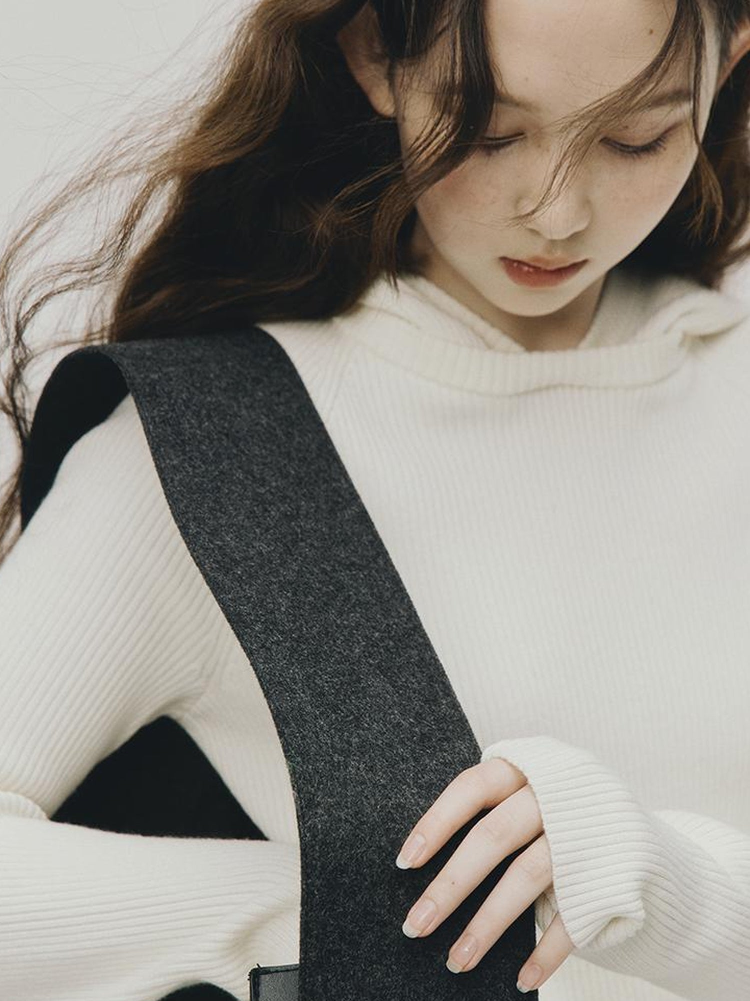 FUSSED Soft Wool Hooded Sweater With Thumbholes