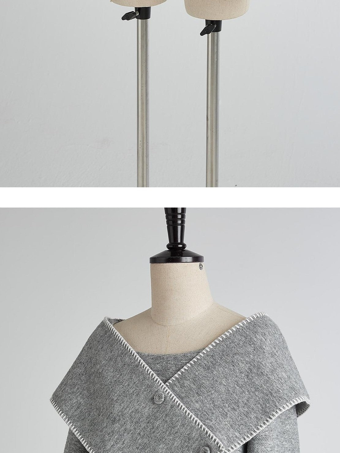 FUSSED Solid Color Detachable Scarf Wool Blend Women&
