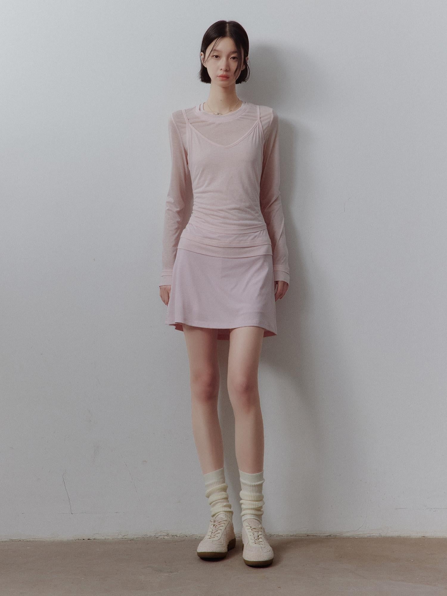 FUSSED Solid Layered Two Piece Knitted Slim Fit Women&