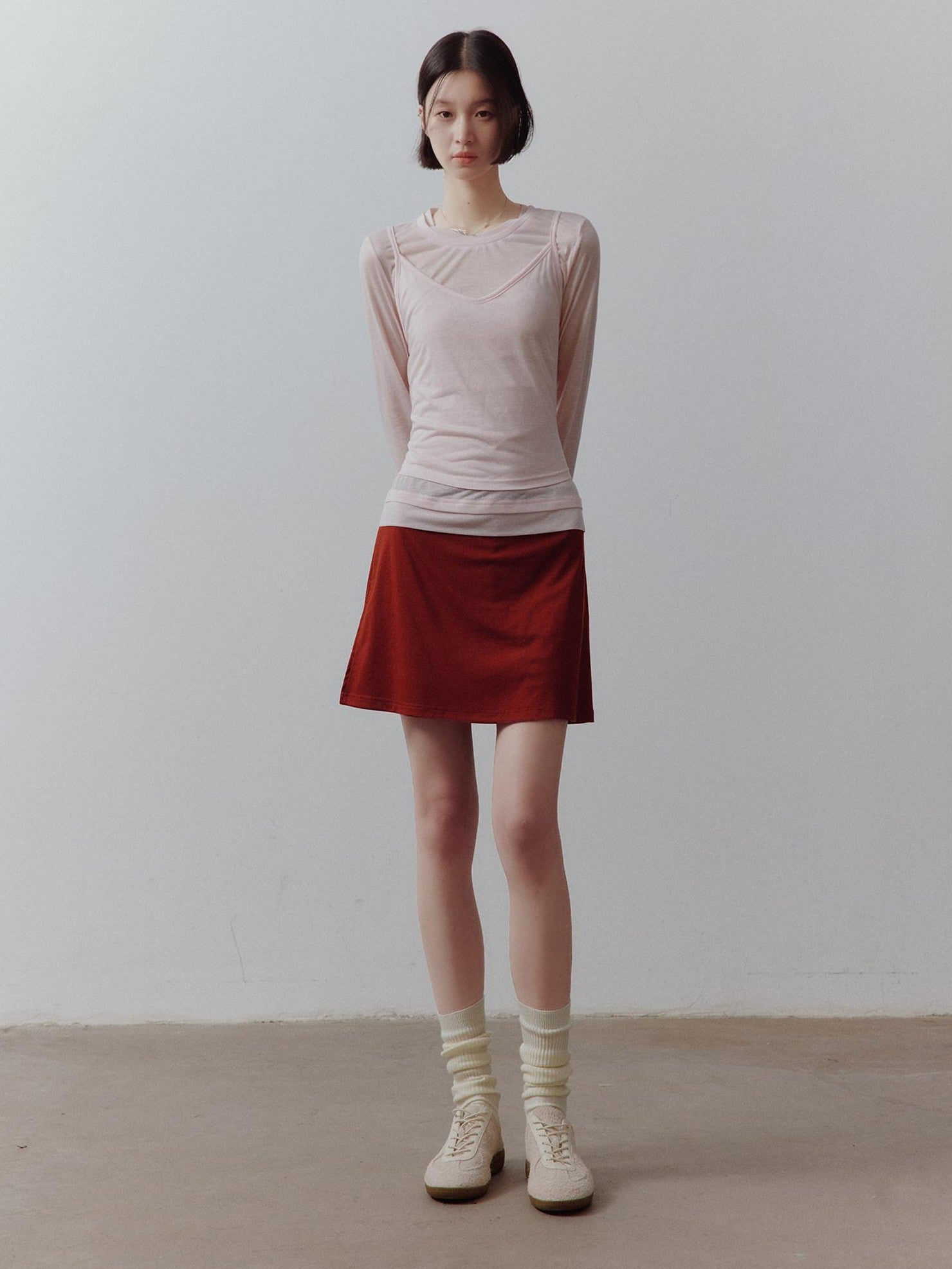 FUSSED Solid Layered Two Piece Knitted Slim Fit Women&